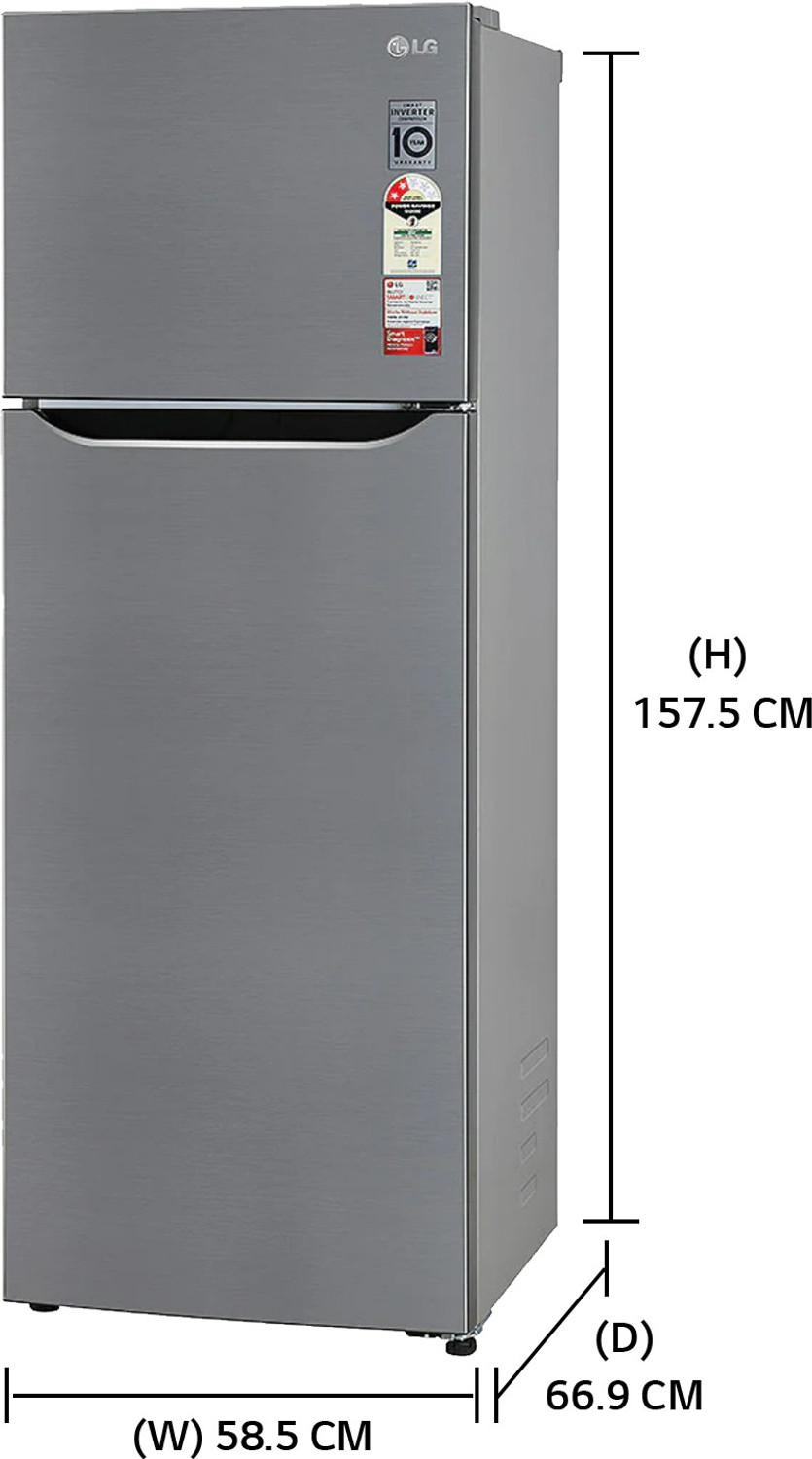 Image of LG 272 L Frost Free Double Door 2 Star Convertible Refrigerator (Shiny Steel, GL-S302SPZY)