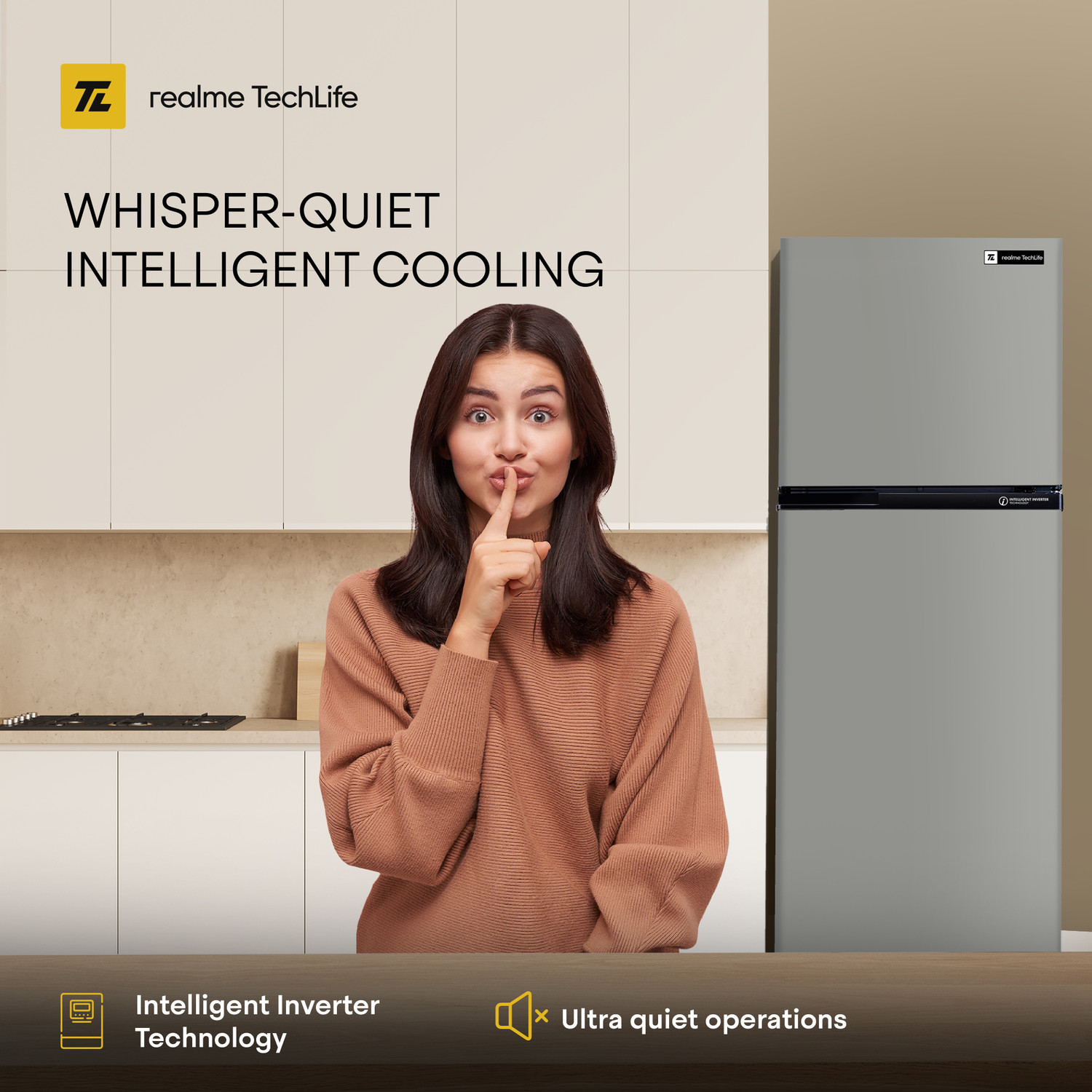 Image of realme TechLife 236 L Frost Free Double Door 2 Star Refrigerator (GlitGrey, 256JF2RM23)