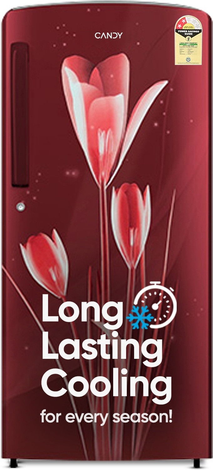CANDY 185 L Direct Cool Single Door 2 Star Refrigerator with Toughed glass Shelves ,Stabilizer Free Operation , Glossy Finish