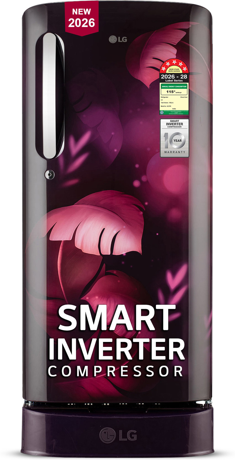 Image of LG 185 L Direct Cool Single Door 5 Star Refrigerator with Base Drawer (Wine Glory, GLD1956ZAWG)