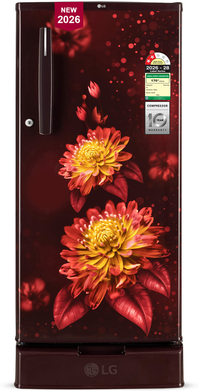 Image of LG 185 L Direct Cool Single Door 5 Star Refrigerator with Base Drawer (Wine Glory, GLD1956ZAWG)