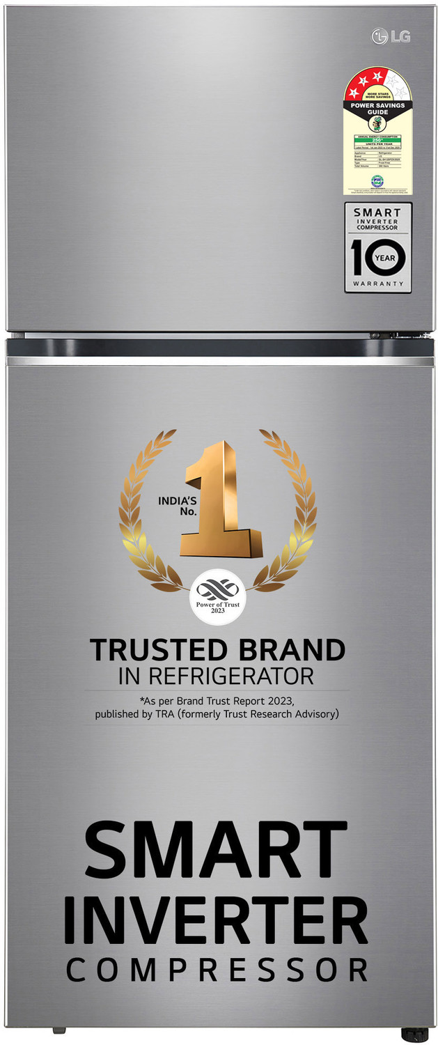 Image of LG 272 L Frost Free Double Door 2 Star Convertible Refrigerator (Shiny Steel, GL-S302SPZY)