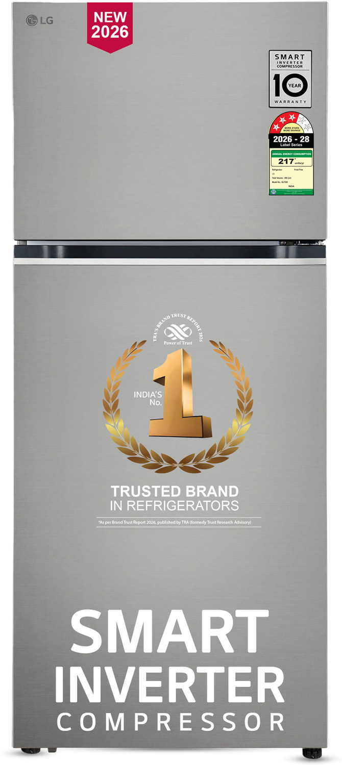Image of LG 272 L Frost Free Double Door 2 Star Convertible Refrigerator (Shiny Steel, GL-S302SPZY)