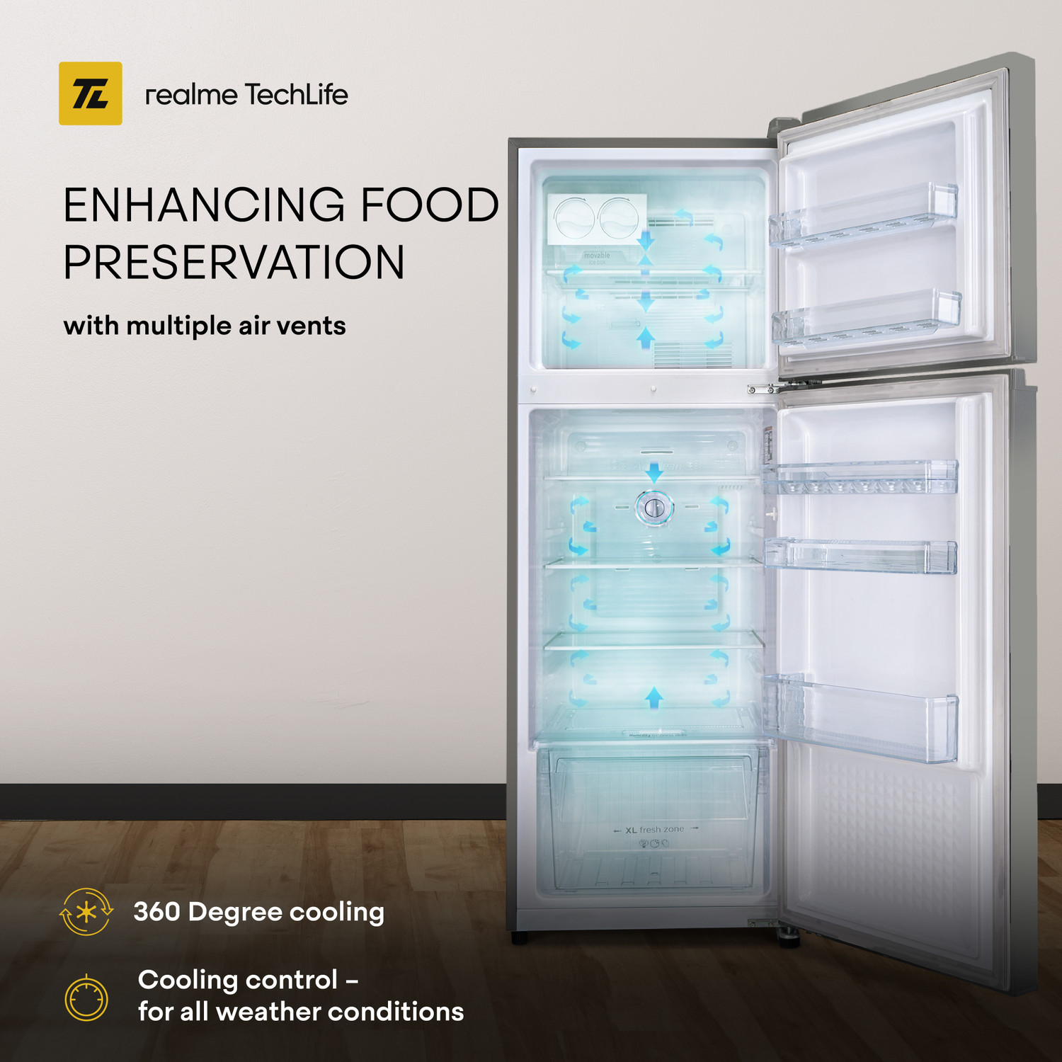 Image of realme TechLife 236 L Frost Free Double Door 2 Star Refrigerator (GlitGrey, 256JF2RM23)