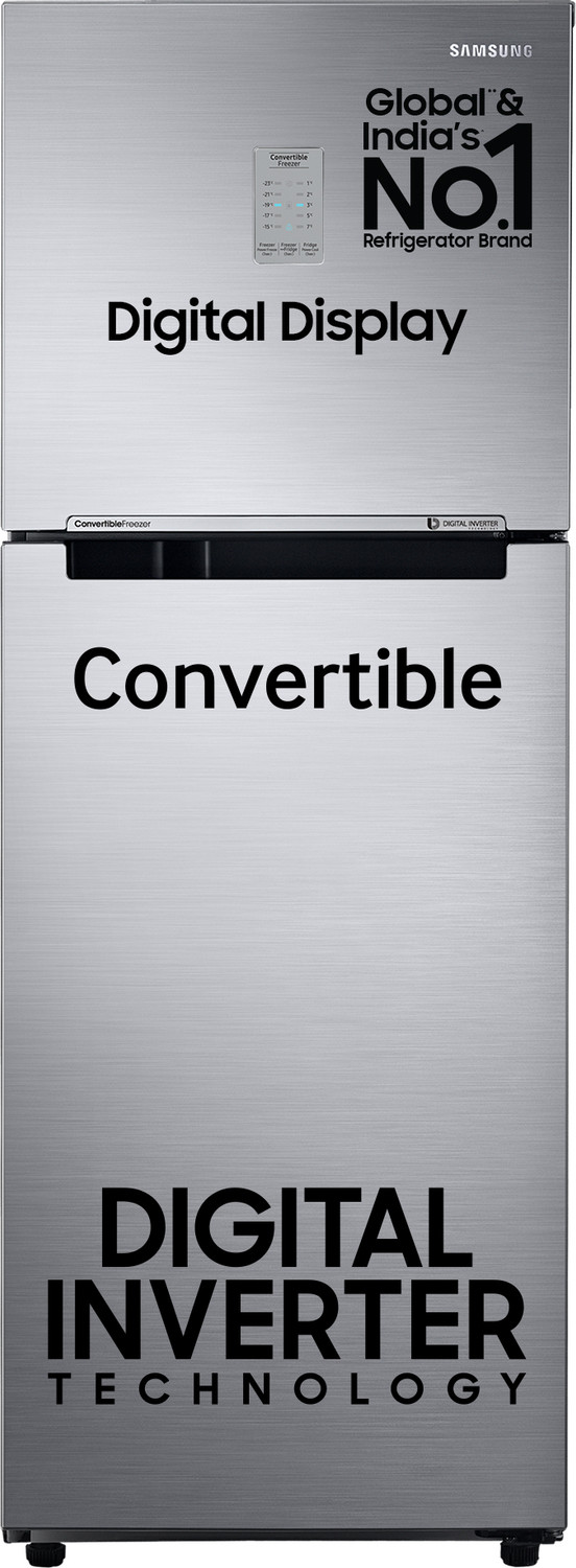 Image of Samsung 253 L Frost Free Double Door 1 Star Refrigerator (Elegant Inox, RT28M3022S8-HL / RT28M3022S8-NL)