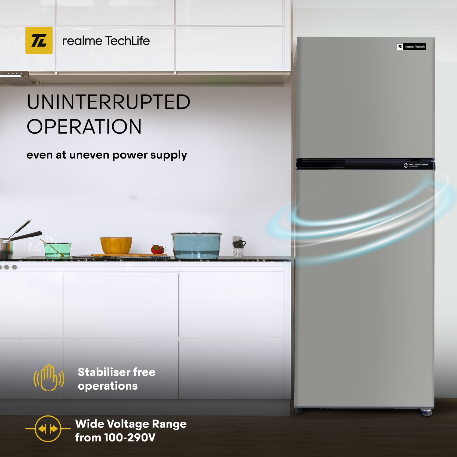Image of realme TechLife 236 L Frost Free Double Door 2 Star Refrigerator (GlitGrey, 256JF2RM23)