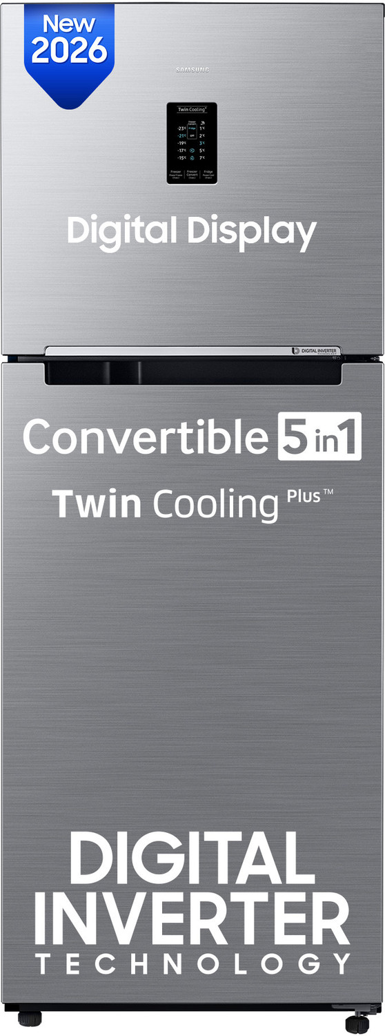Image of Samsung 253 L Frost Free Double Door 3 Star Refrigerator (Elegant Inox, RT28T3483S8 /HL)