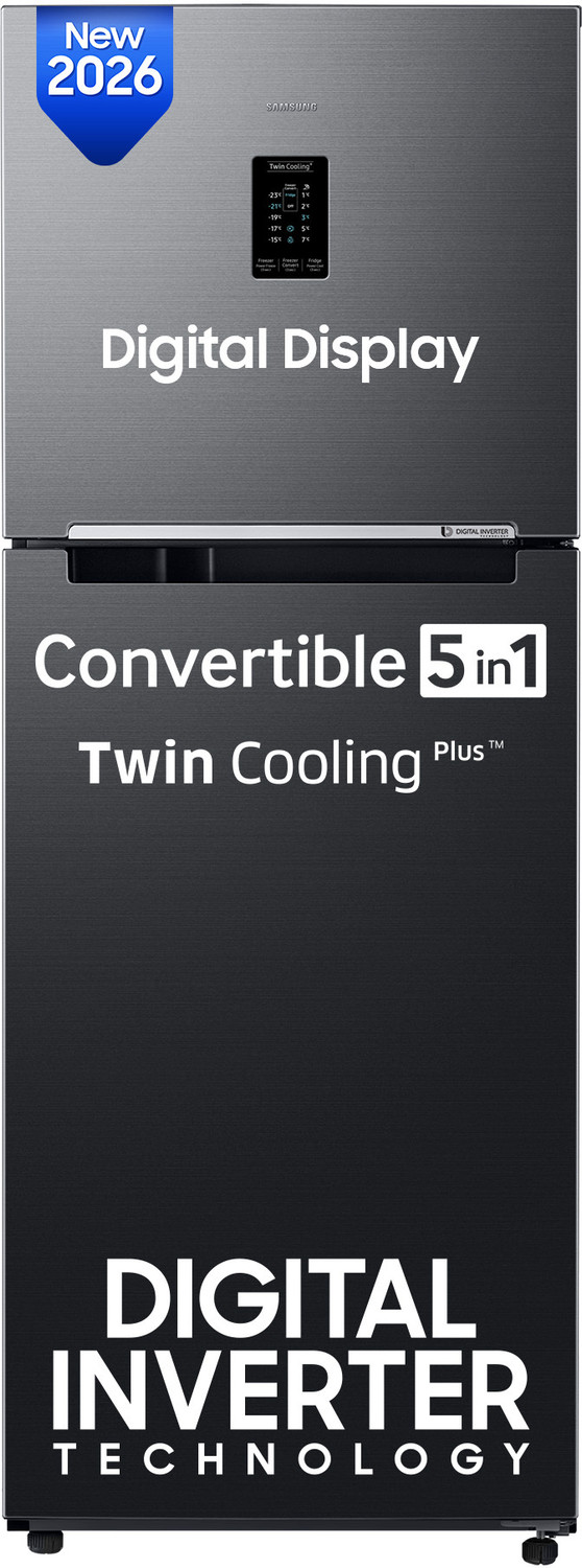 Image of Samsung 253 L Frost Free Double Door 3 Star Refrigerator (Elegant Inox, RT28T3483S8 /HL)