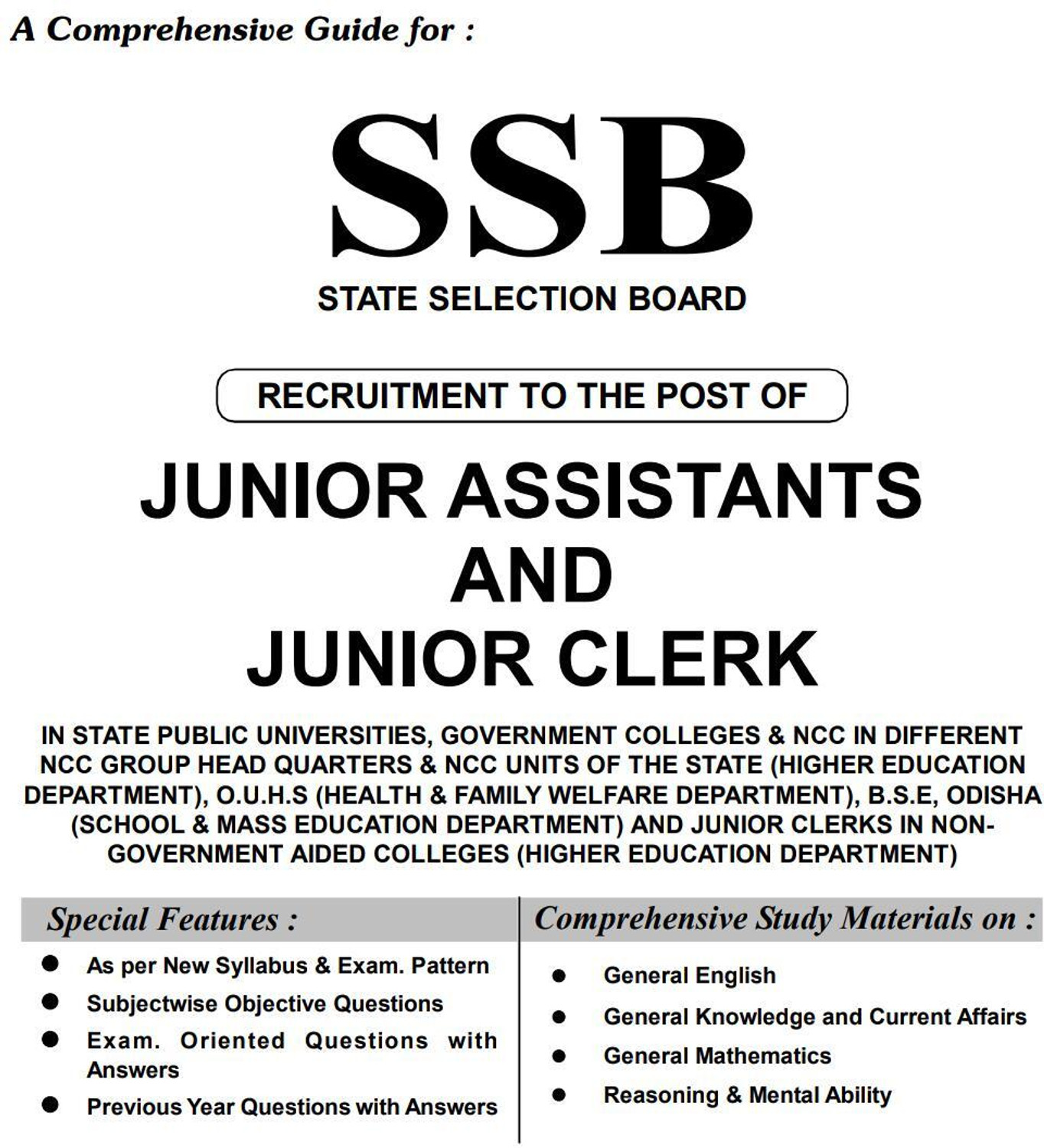 Image of SSB State Selection Board Junior Assistant & Junior Clerk Recruitment Examination Guide (7500+ MCQs, Previous Years' Solved Papers, General English, GK, Mathematics, Reasoning & Mental Ability) By Rainbow Publication With Essential General Knowledge Book (General Science, History, Polity, Geography, Economy, Environment, Computer & More For Competitive Exams) By BBS Publication (Paperback, Rainbow Group Of Writers, BBS Writers)