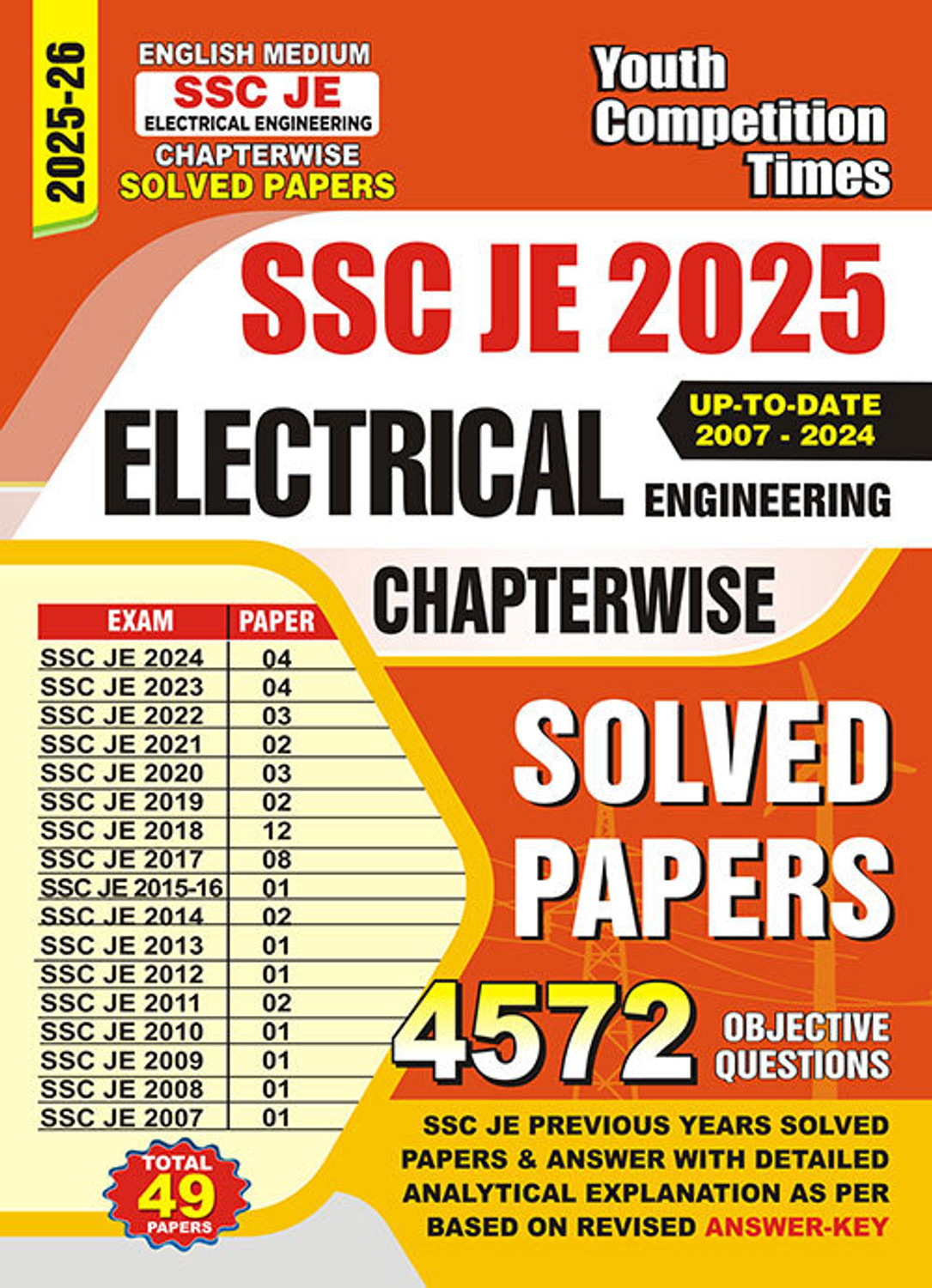 Image of RRB JE Electrical & Allied Engineering Satge-II 5987+ (21 Years) English Medium 140 ChapterWise Solved Papers 2026 (Solved Papers, YCT)