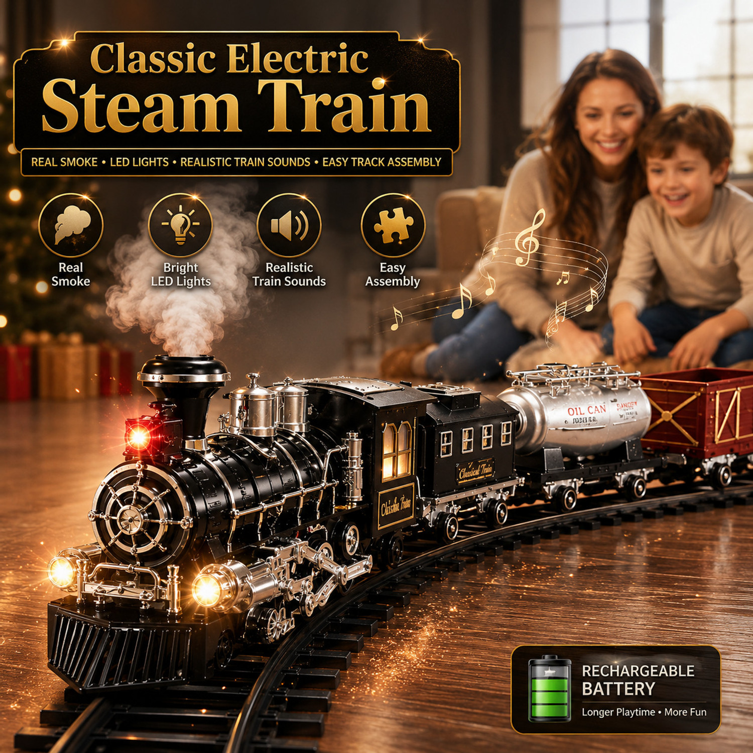 Image of LittleTwins Railway Toy Train Set with Track (Multicolor)