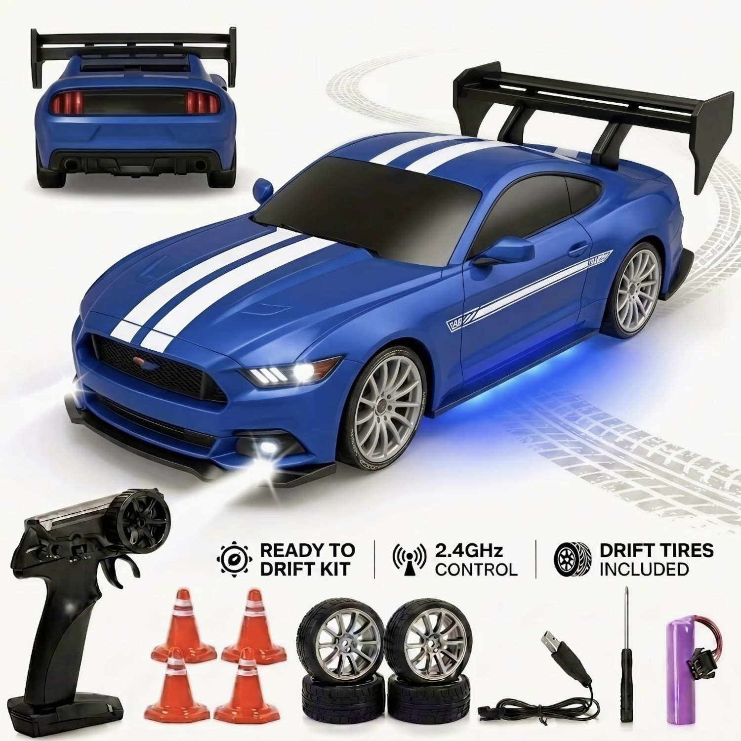 Limited Stock Remote Control Car 4x4 Drift Rc 20km/h+ speed 4wheel drive Drift rc 1:24 scale (Blue) - Image 1