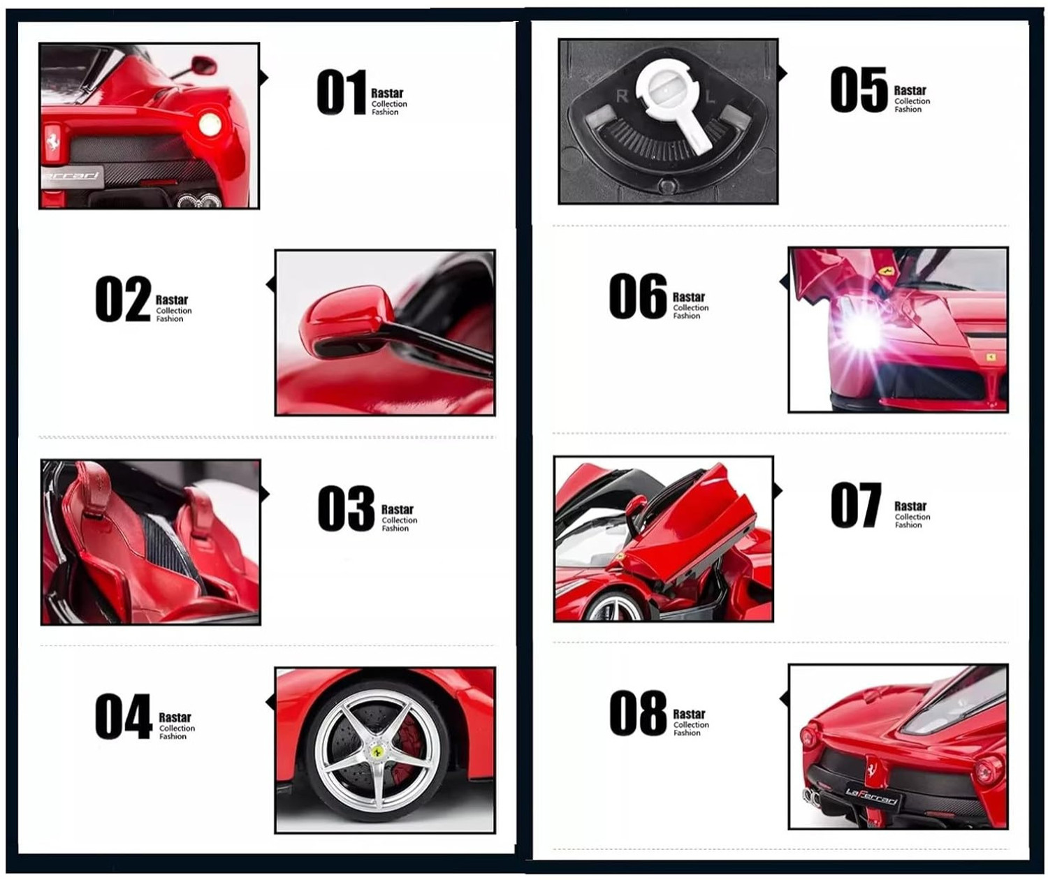 Image of BAIRNINO Rechargeable LaFerrari Door Opening Remote Control Drift Car with LED Headlight (Red)