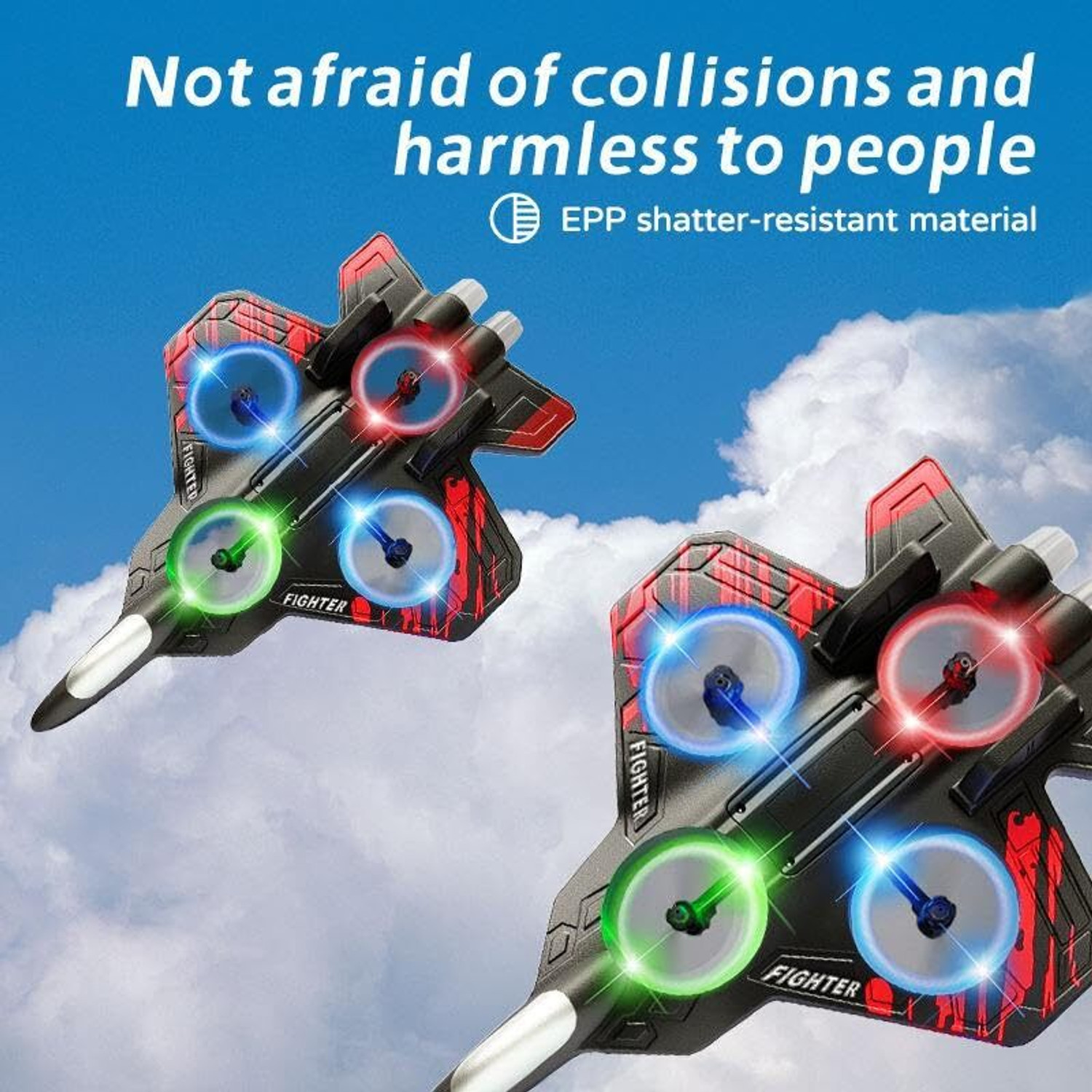 Image of Ayzal Enterprise Remote Control Fighter Plane Toy for Kids | RC Jet Aircraft with Lightning (Multicolor)