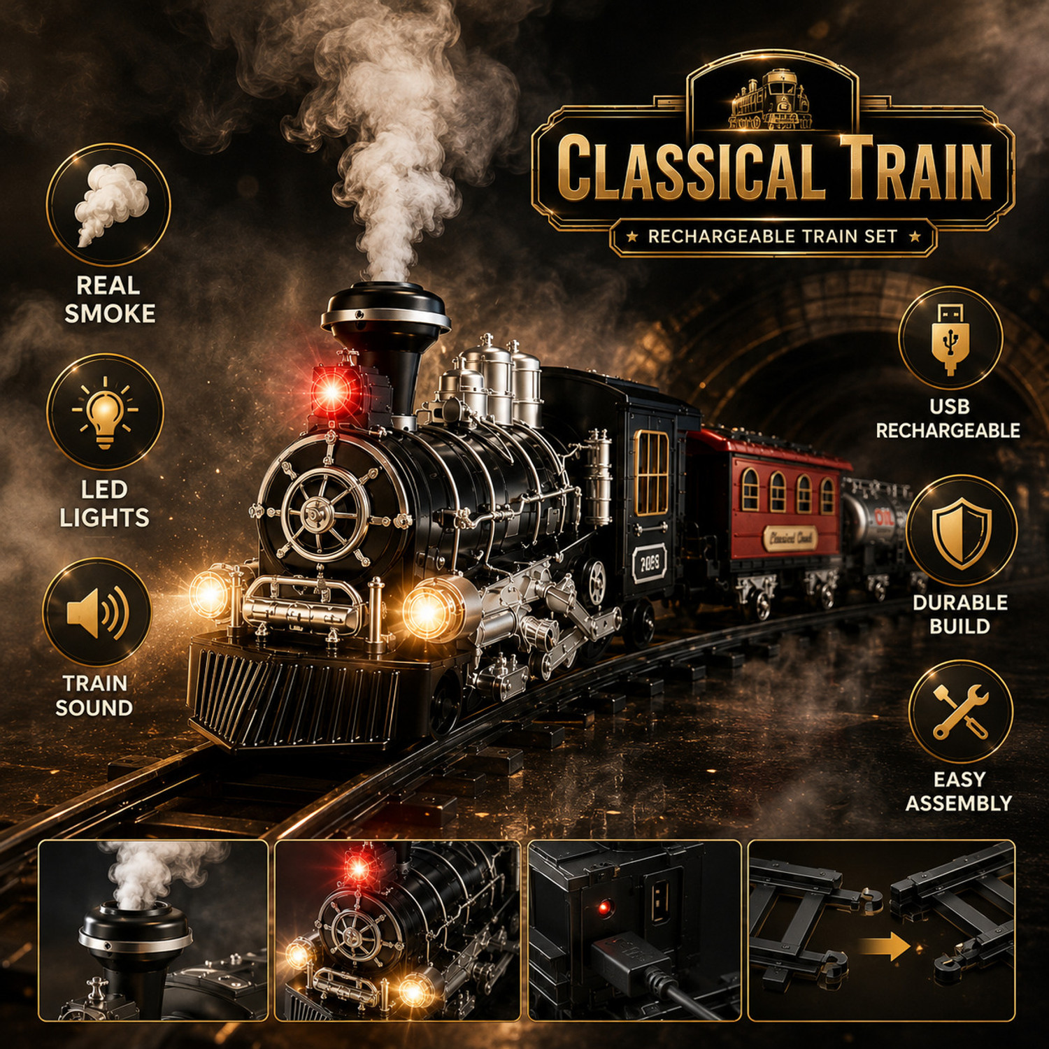 Image of LittleTwins Railway Toy Train Set with Track (Multicolor)