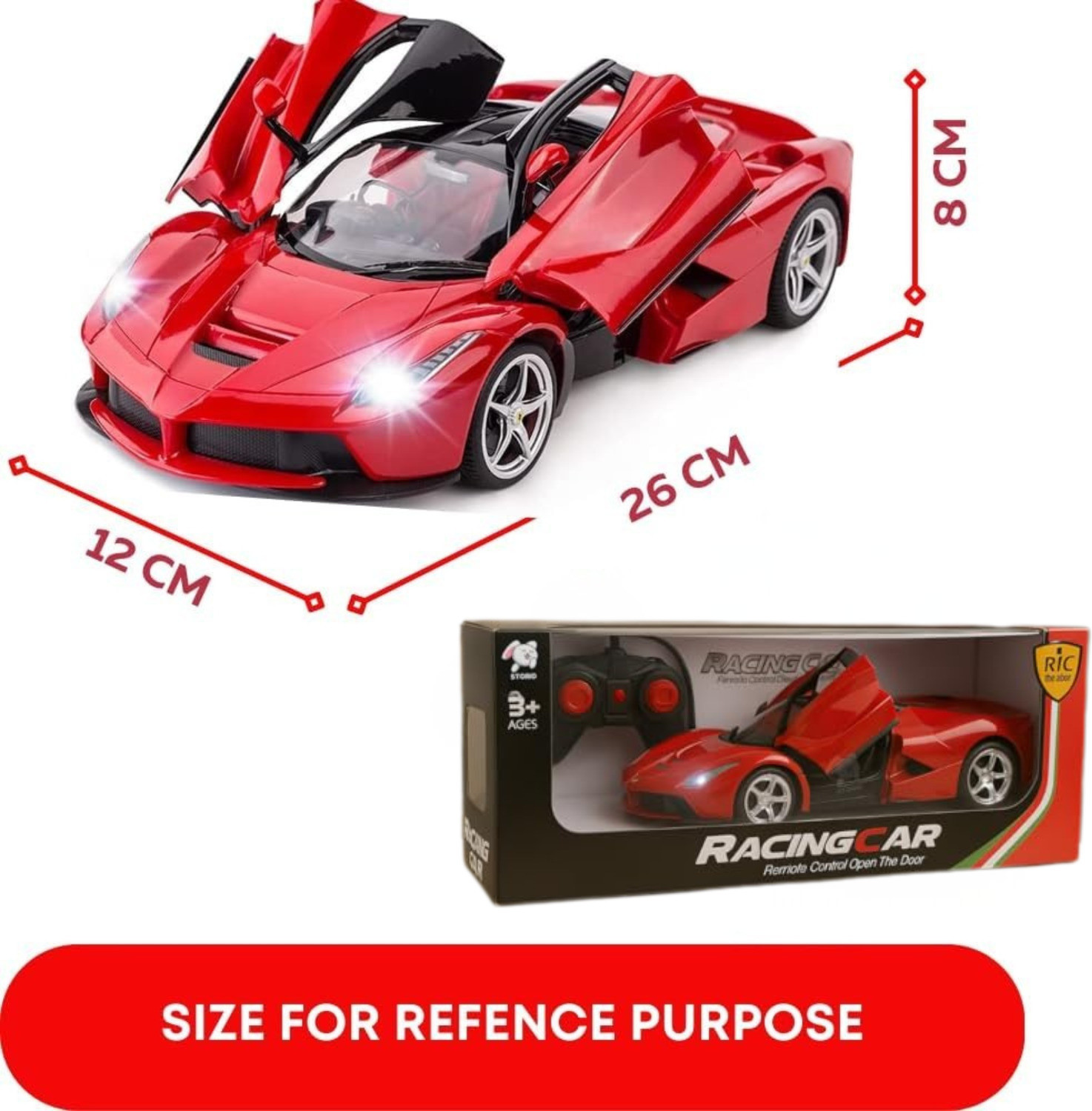Image of BAIRNINO Rechargeable LaFerrari Door Opening Remote Control Drift Car with LED Headlight (Red)