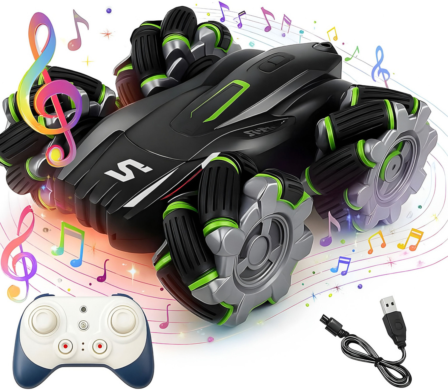 Image of PAPASpace RC Fighter Jet 2.4GHz Remote Control Airplane with LED Lights & Stunts (Black)