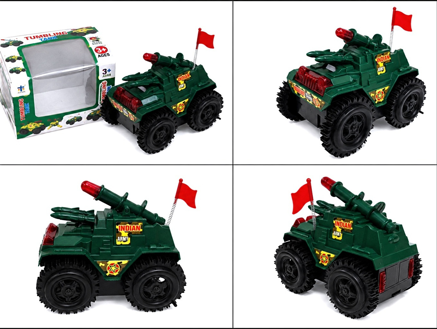 Image of Mohitandtoy Indian Army Tank Toy Battery Operated Army Jeep Tank Action Toy for Boys & Girls (Green)