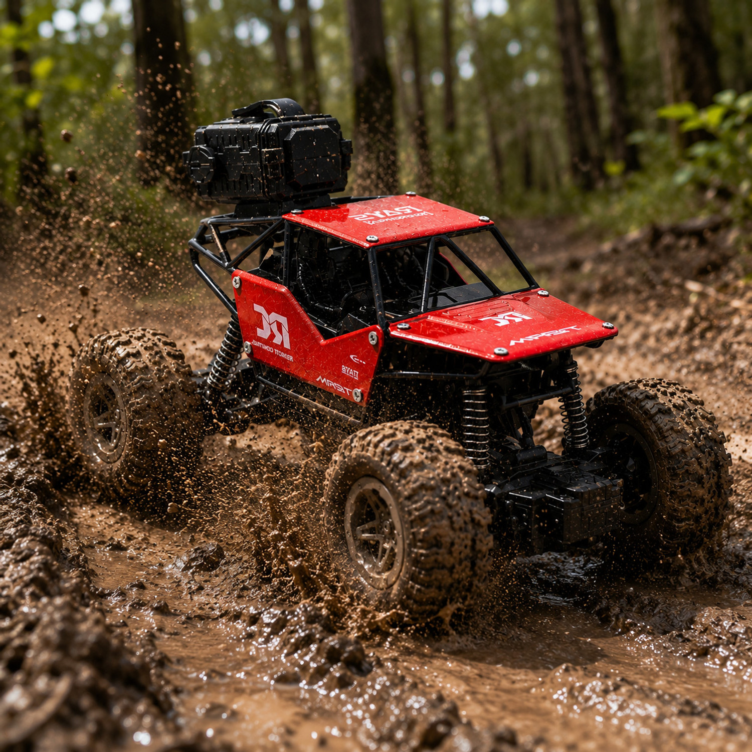 FANSEEKART 4WD RC Crawler Car, Red - Image 1