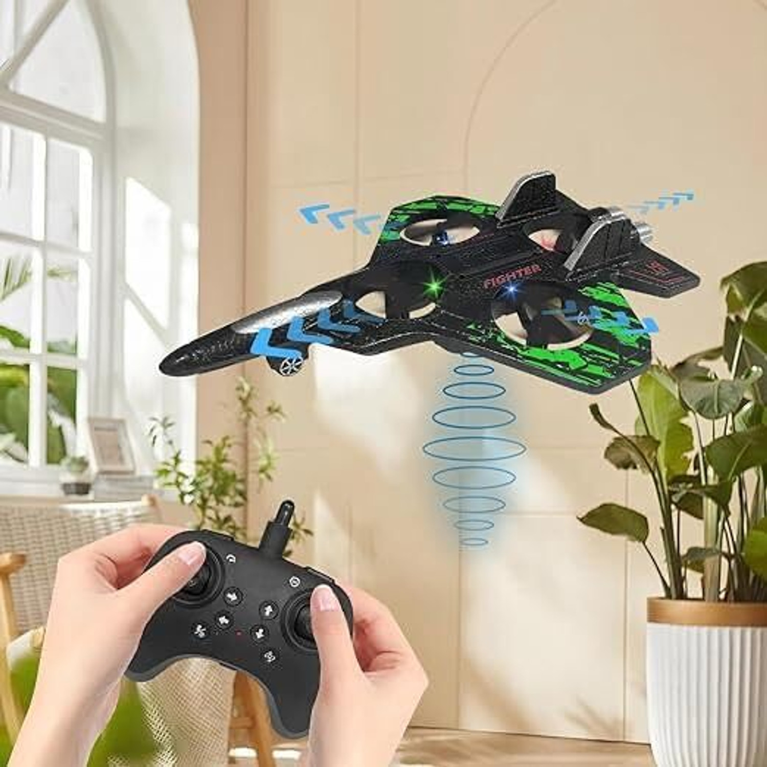 Image of Ayzal Enterprise Remote Control Fighter Plane Toy for Kids | RC Jet Aircraft with Lightning (Multicolor)