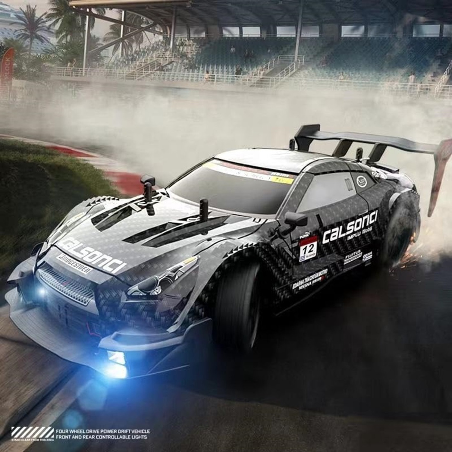 Image of PAPASpace 1:24 RC Drift Car 4WD 25KMH High Speed Remote Control Racing Car with Drift Tire (Multicolor)