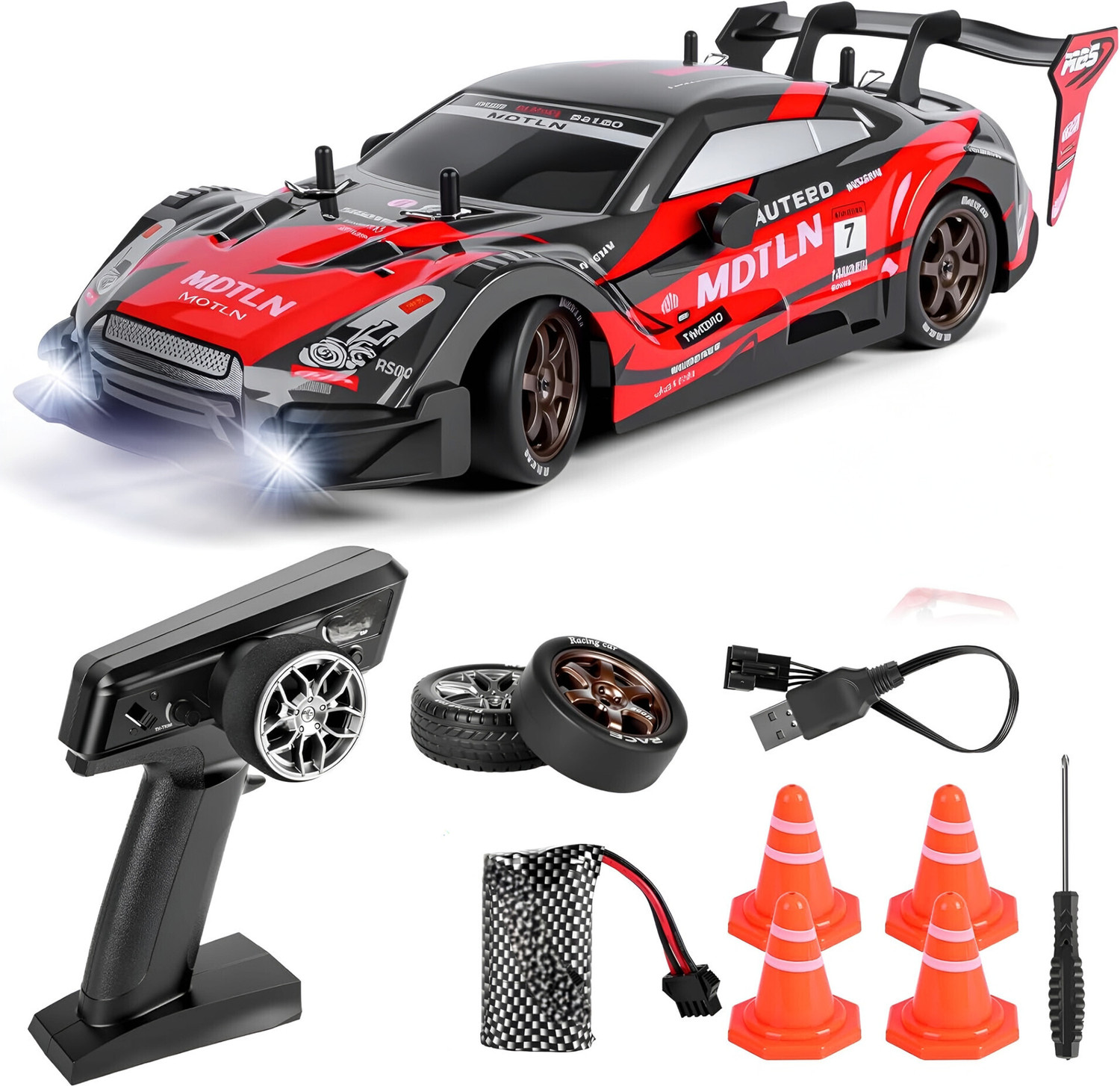 Image of DWH RC Drift Car for adults | 30km /h High Speed 4WD Drifting car with Extra Tyres (GTR)