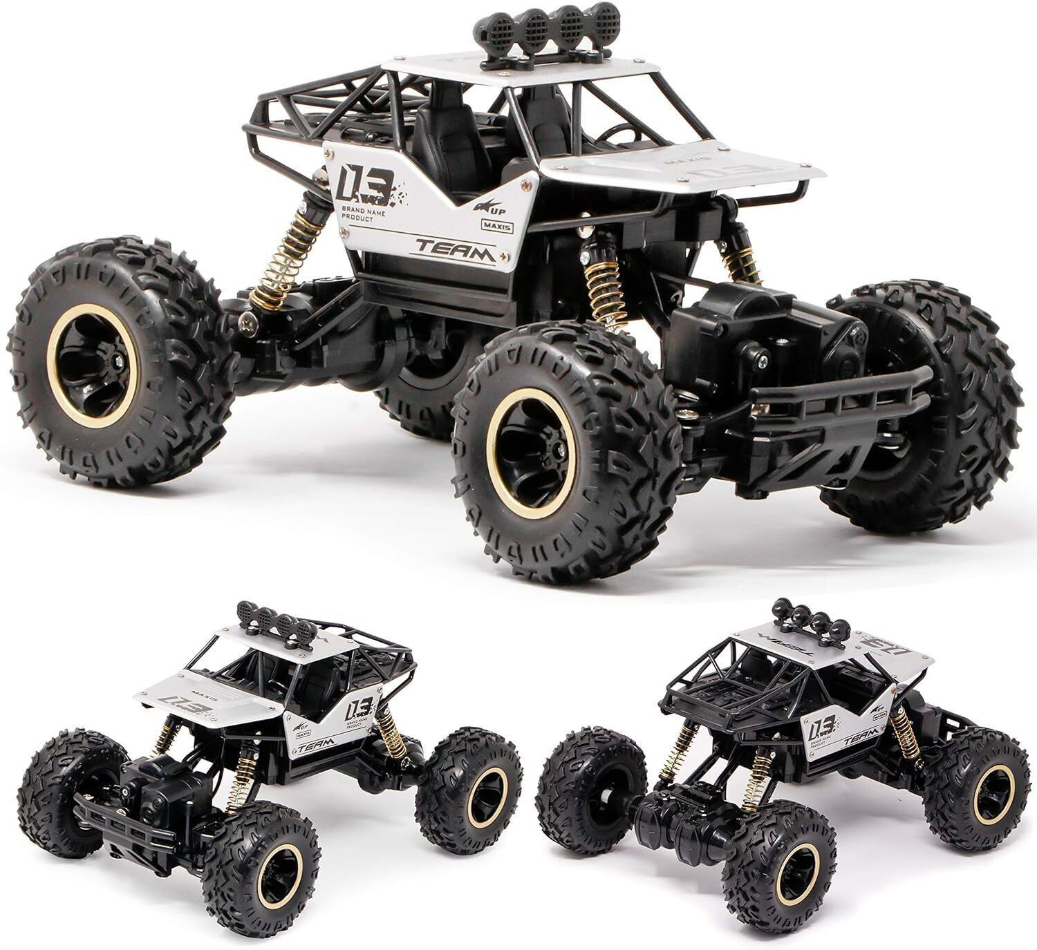 Image of Myxomart 4x4 Rock Car, Spring wheels ,1:18 scale,Remote control (Black)