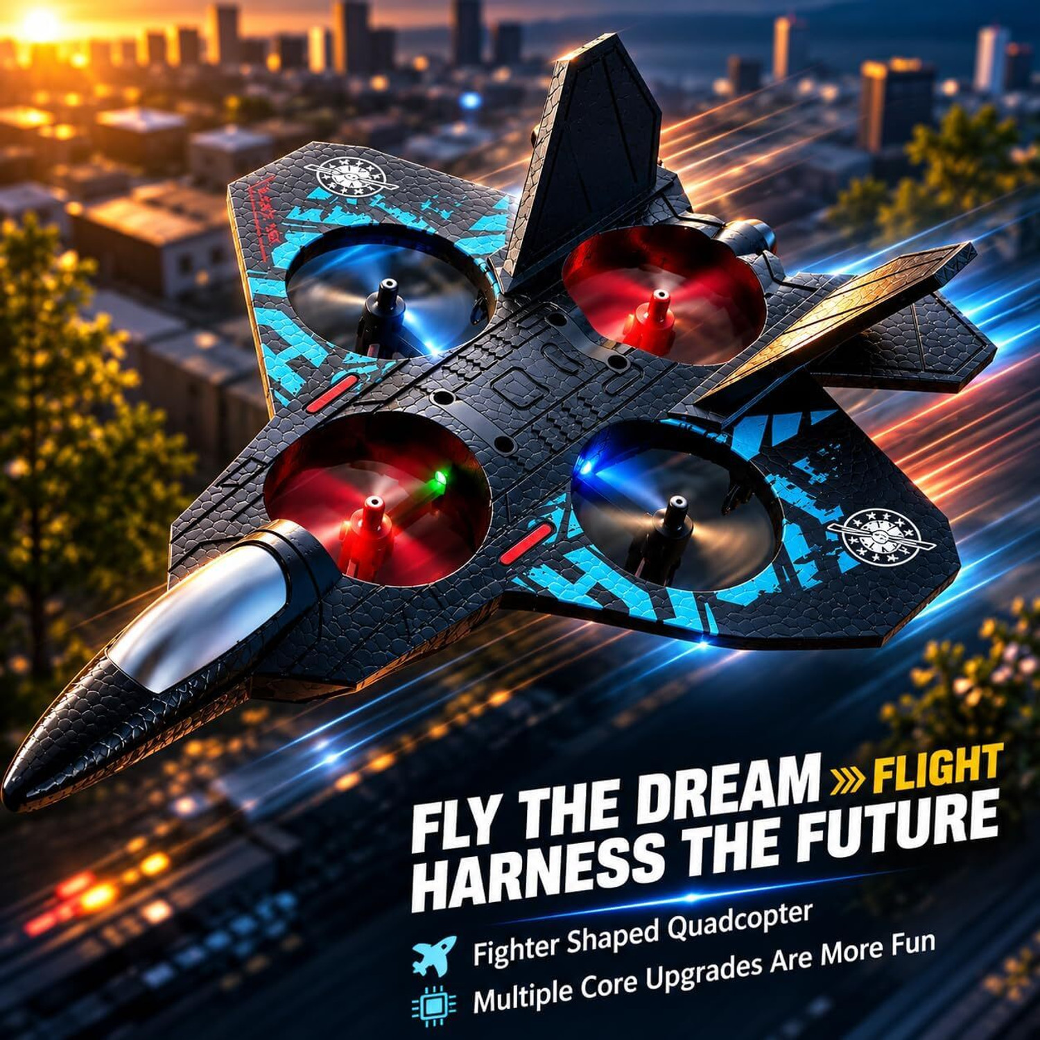 Image of Viraan RC Glider Plane LED Light EPP Foam Aircraft Toy for Boys Girls Adults (Black)