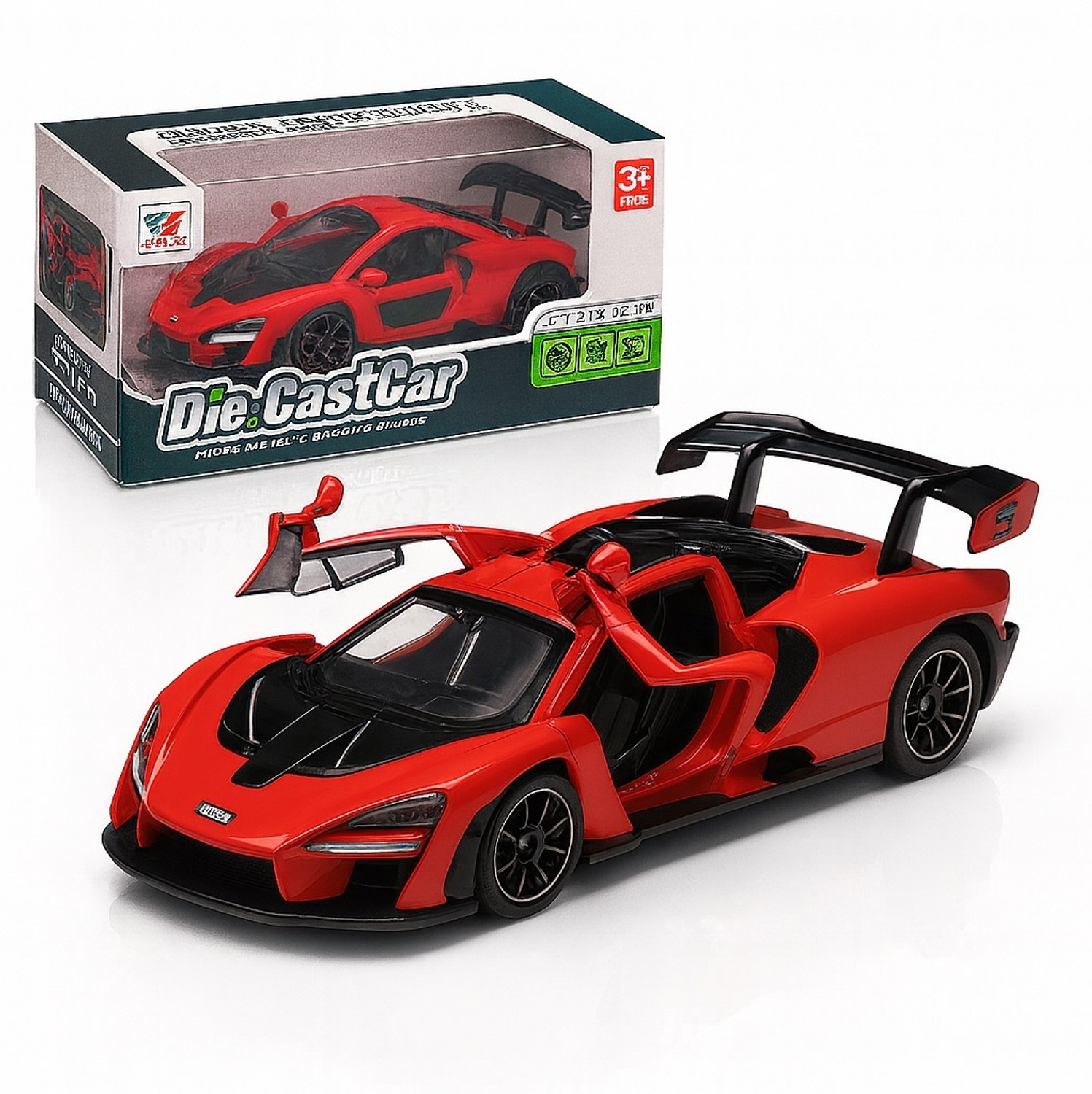 Image of SQUIDSY McLaren 720s Toy Car Metal 1:36 Scale Diecast Pullback with Light & Music (Orange)