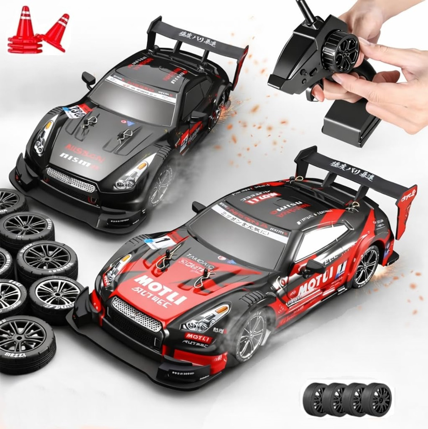Image of PAPASpace 1:24 RC Drift Car 4WD 25KMH High Speed Remote Control Racing Car with Drift Tire (Multicolor)