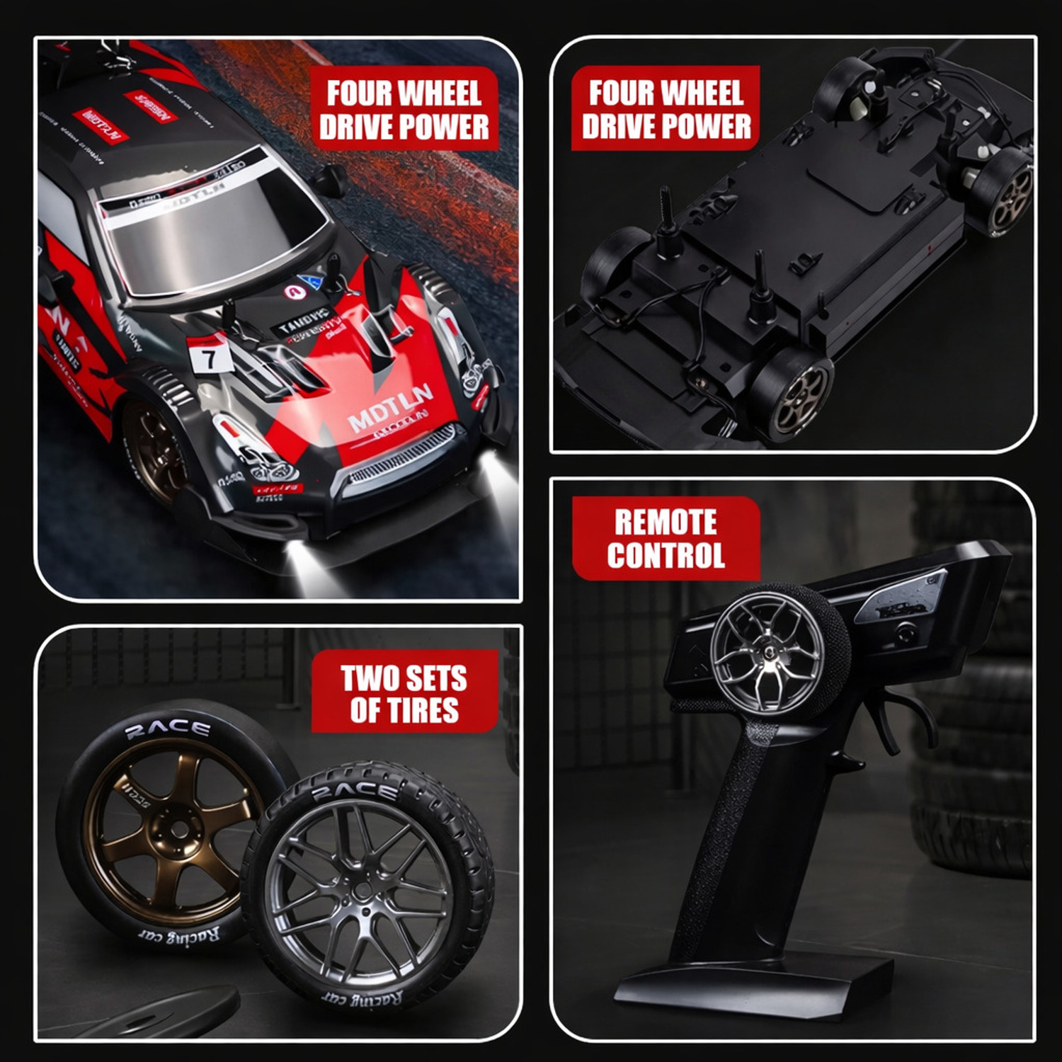 Image of DWH RC Drift Car for adults | 30km /h High Speed 4WD Drifting car with Extra Tyres (GTR)