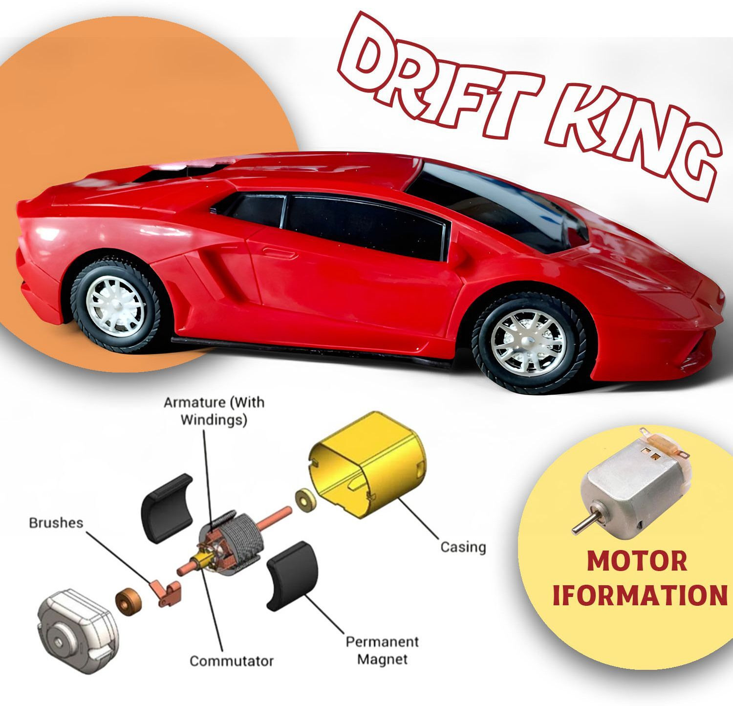 Image of SMART BOY Premium Sports Style Remote Control Racing Car - Sleek Design, LED Lights (Red)