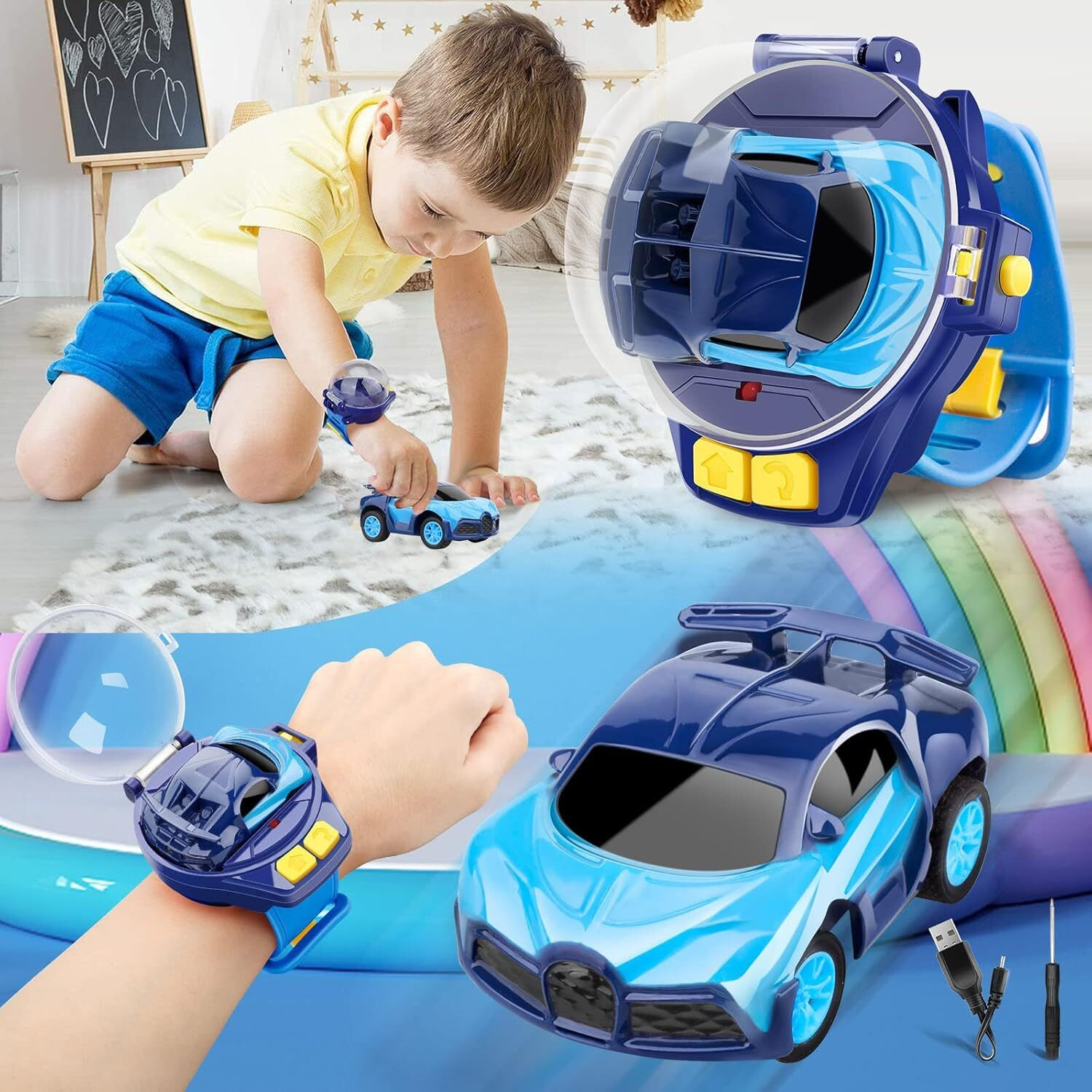 Image of PAPASpace 1:24 RC Drift Car 4WD 25KMH High Speed Remote Control Racing Car with Drift Tire (Multicolor)