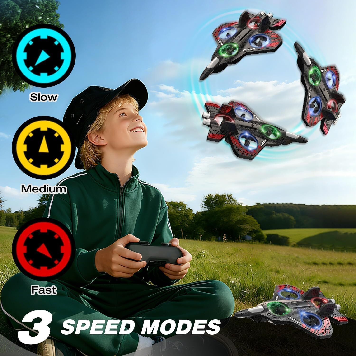 Image of BABYRAINBOW Foam Remote Control RC Planes for Kids, RC Airplane (Multicolor)