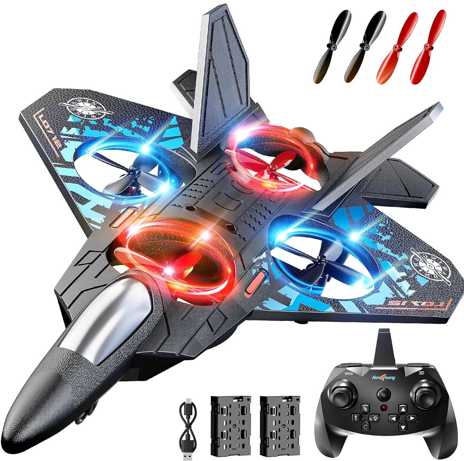 Image of IMMUTABLE Foam Remote Control RC Planes for Kids, RC Fighter Jet with Light OMW17 (Multicolor)