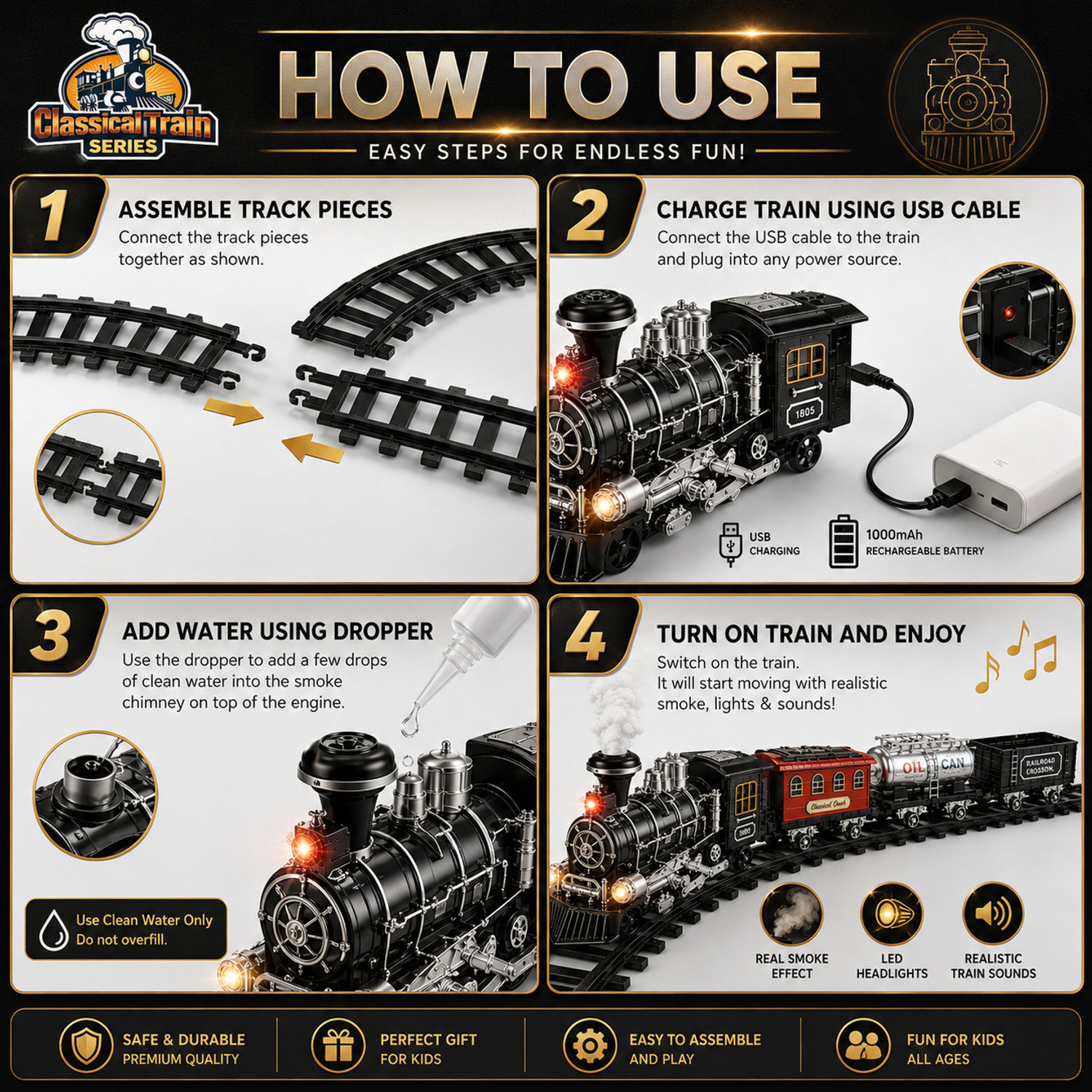 Image of LittleTwins Railway Toy Train Set with Track (Multicolor)