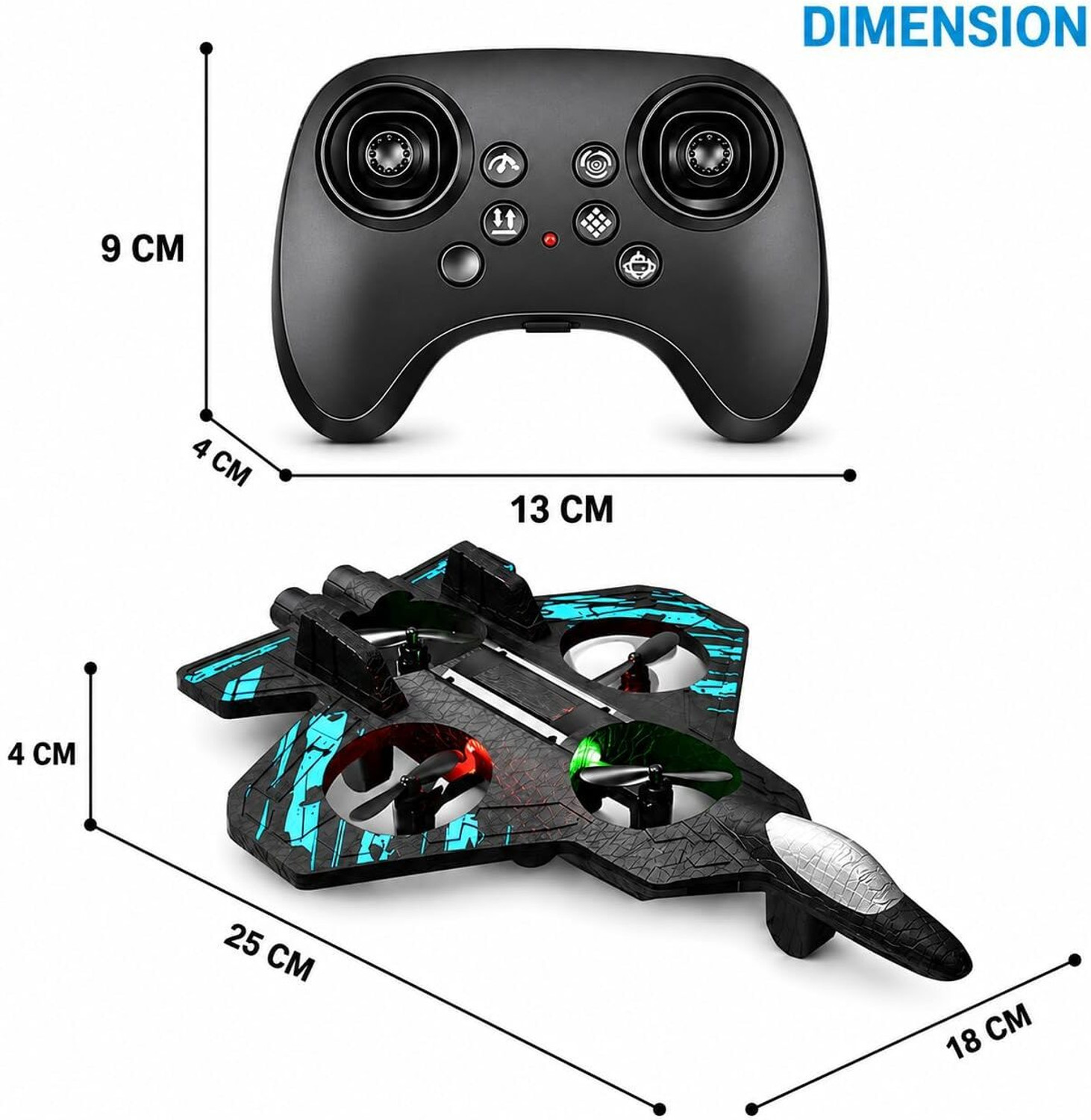 Image of Viraan RC Glider Plane LED Light EPP Foam Aircraft Toy for Boys Girls Adults (Black)
