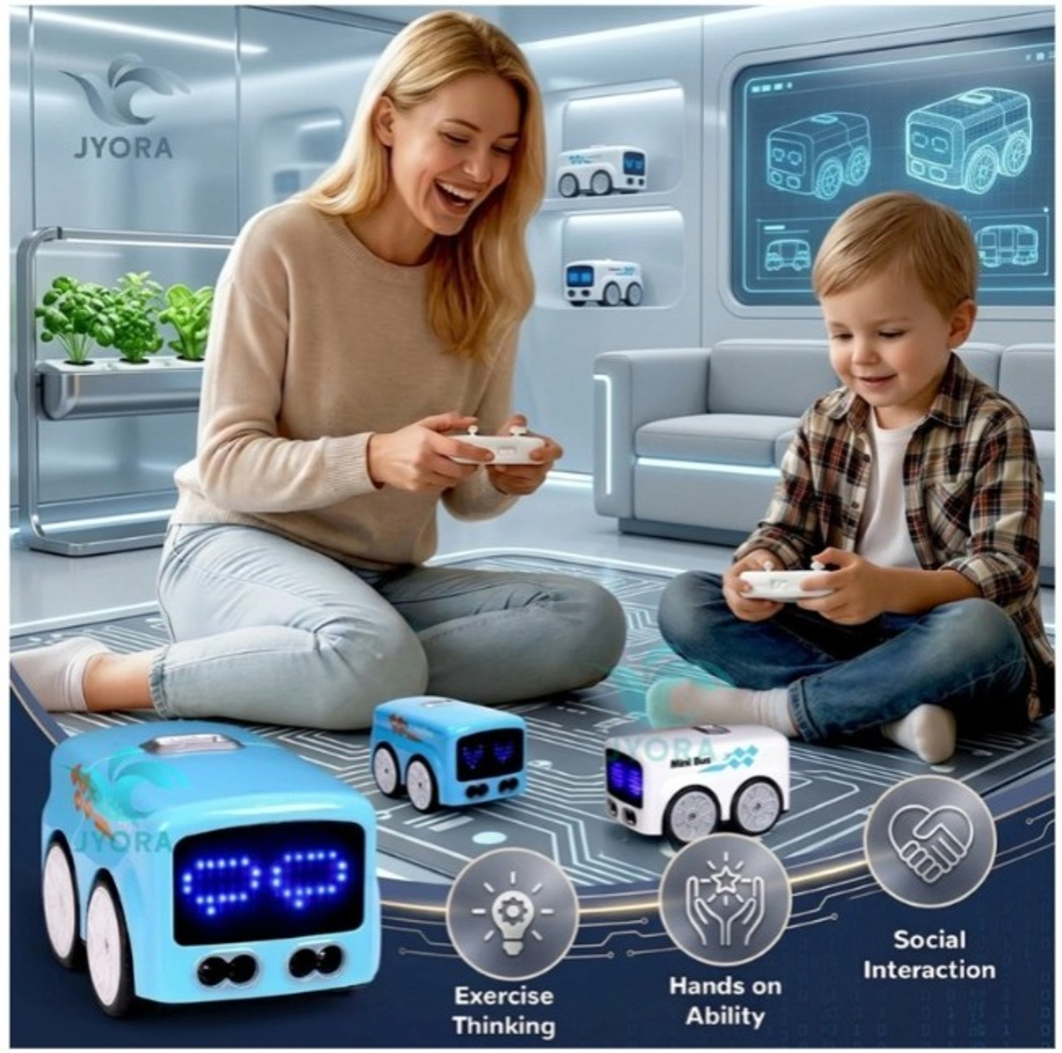 Image of Wonderbox Magic Sensor Bus RC Toy | Obstacle Avoid | LED | Boys Girls (Multicolor)