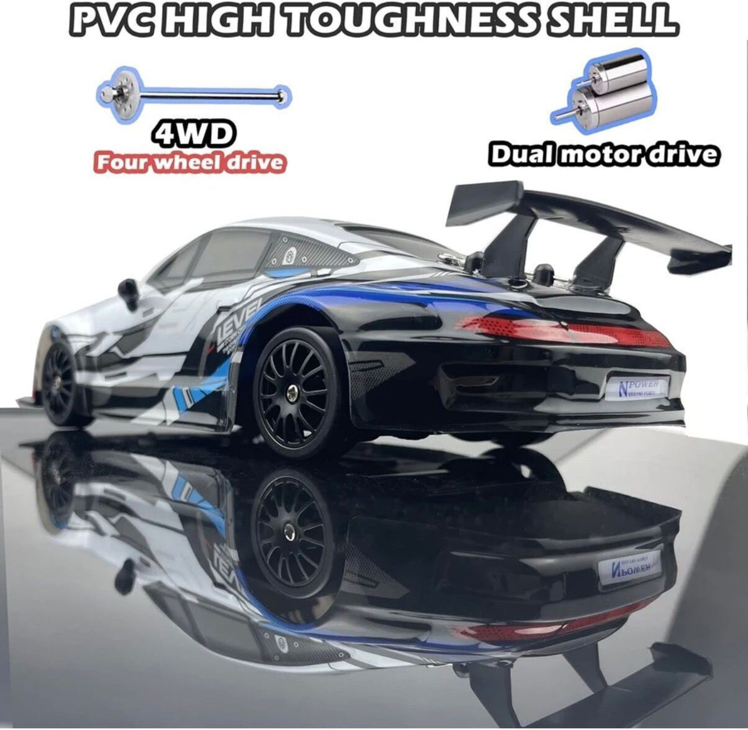 Image of J K INTERNATIONAL RC Drift 1:24 Scale 4WD 2.4GHz Remote Control Racing Car with LED Lights (White)