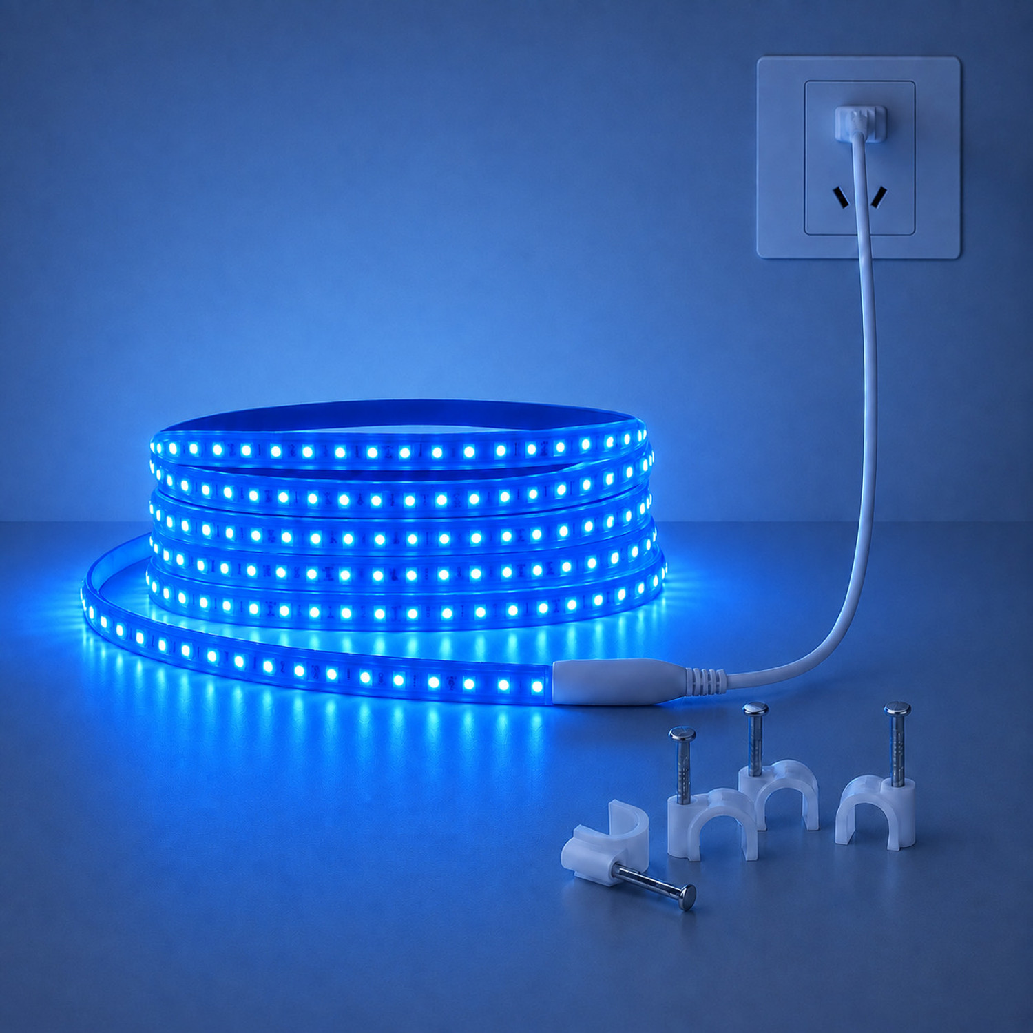 Refulgix 1200 LEDs 5 m Blue Steady Strip Rice Lights (Pack of 1) - Image 1