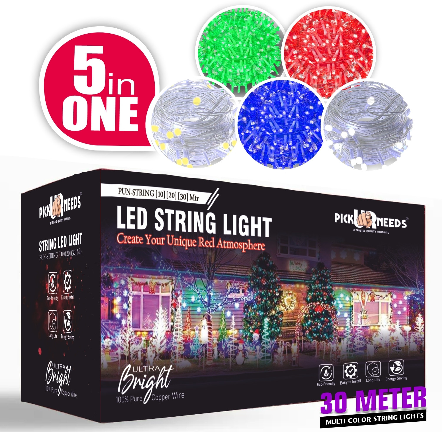 Image of spark world 1200 LEDs 5 m Yellow Steady Strip Rice Lights (Pack of 1)