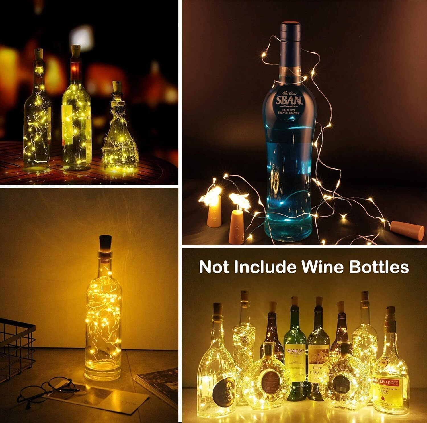 Image of HARSHLOVE 20 LEDs 2 m Multicolor Steady Bottle Rice Lights (Pack of 2)