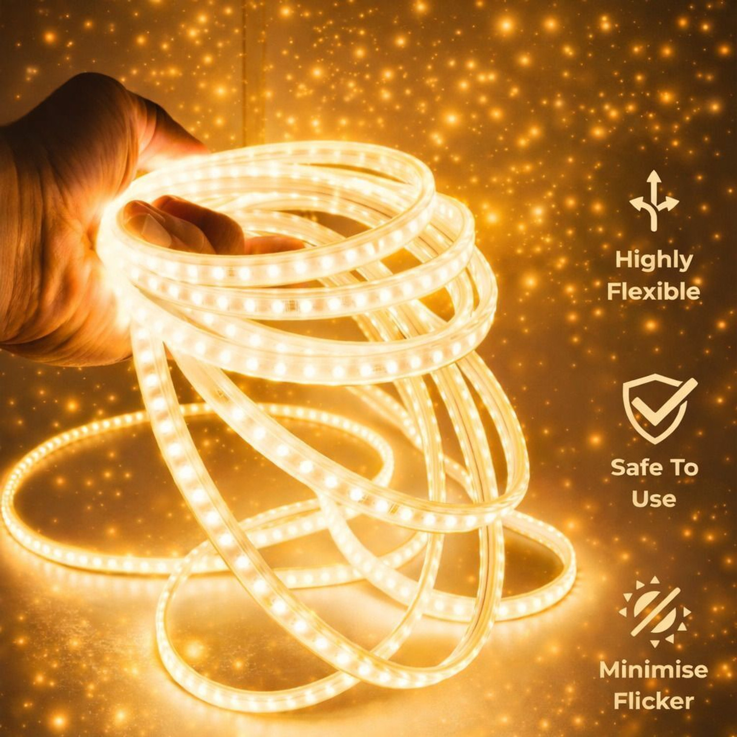 Image of spark world 1200 LEDs 3 m Yellow Steady Strip Rice Lights (Pack of 1)