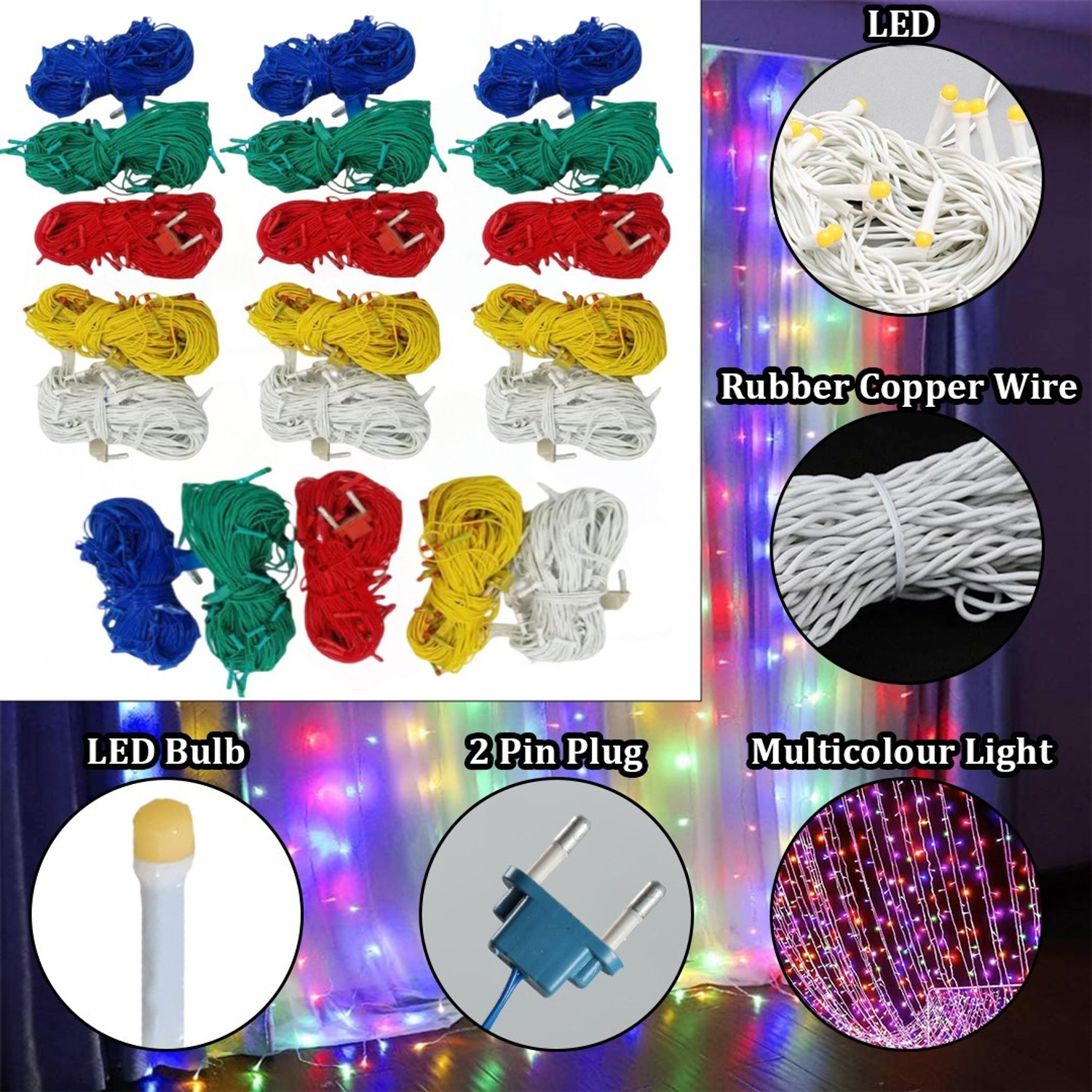 Image of FIZZYTECH 40 LEDs 11 m Multicolor Steady String Rice Lights (Pack of 20)