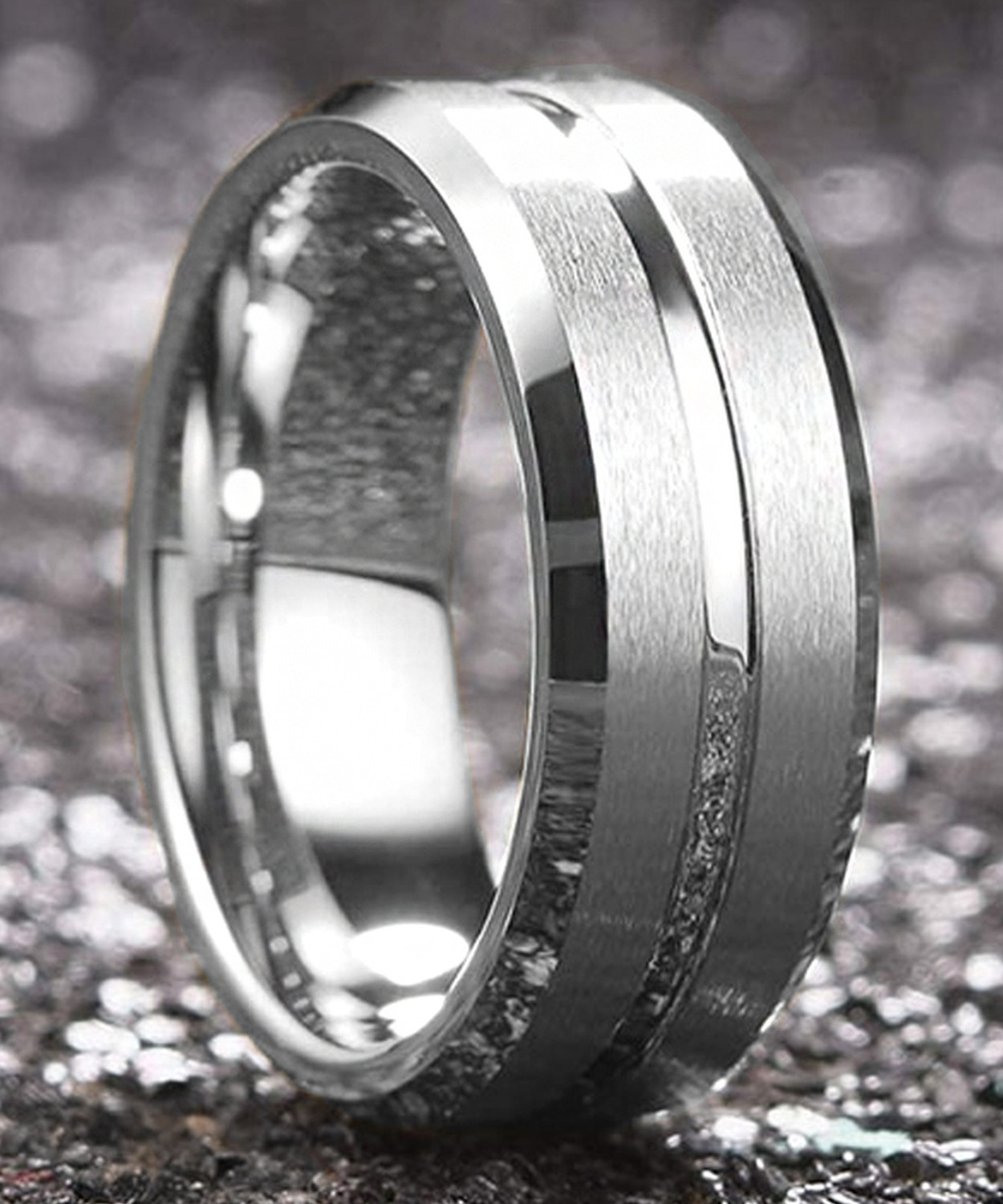 Image of YELLOW CHIMES Metal Black Silver Plated Ring