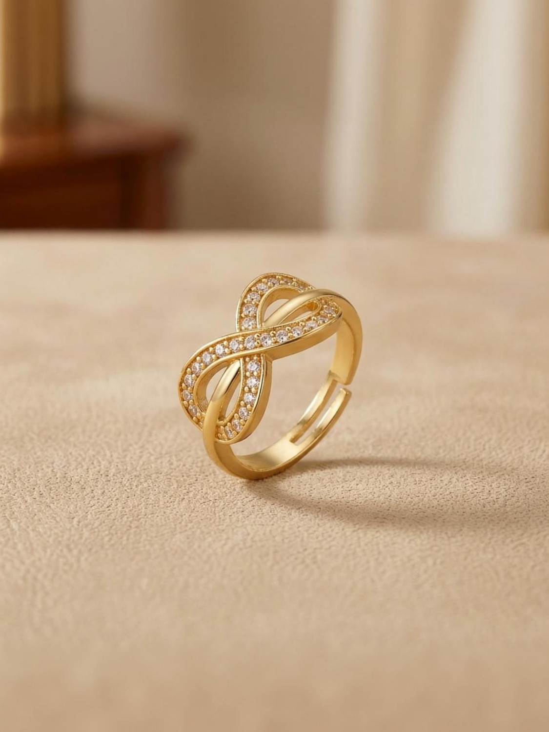 Flaring Brass Cubic Zirconia Ring for Women - Image 1