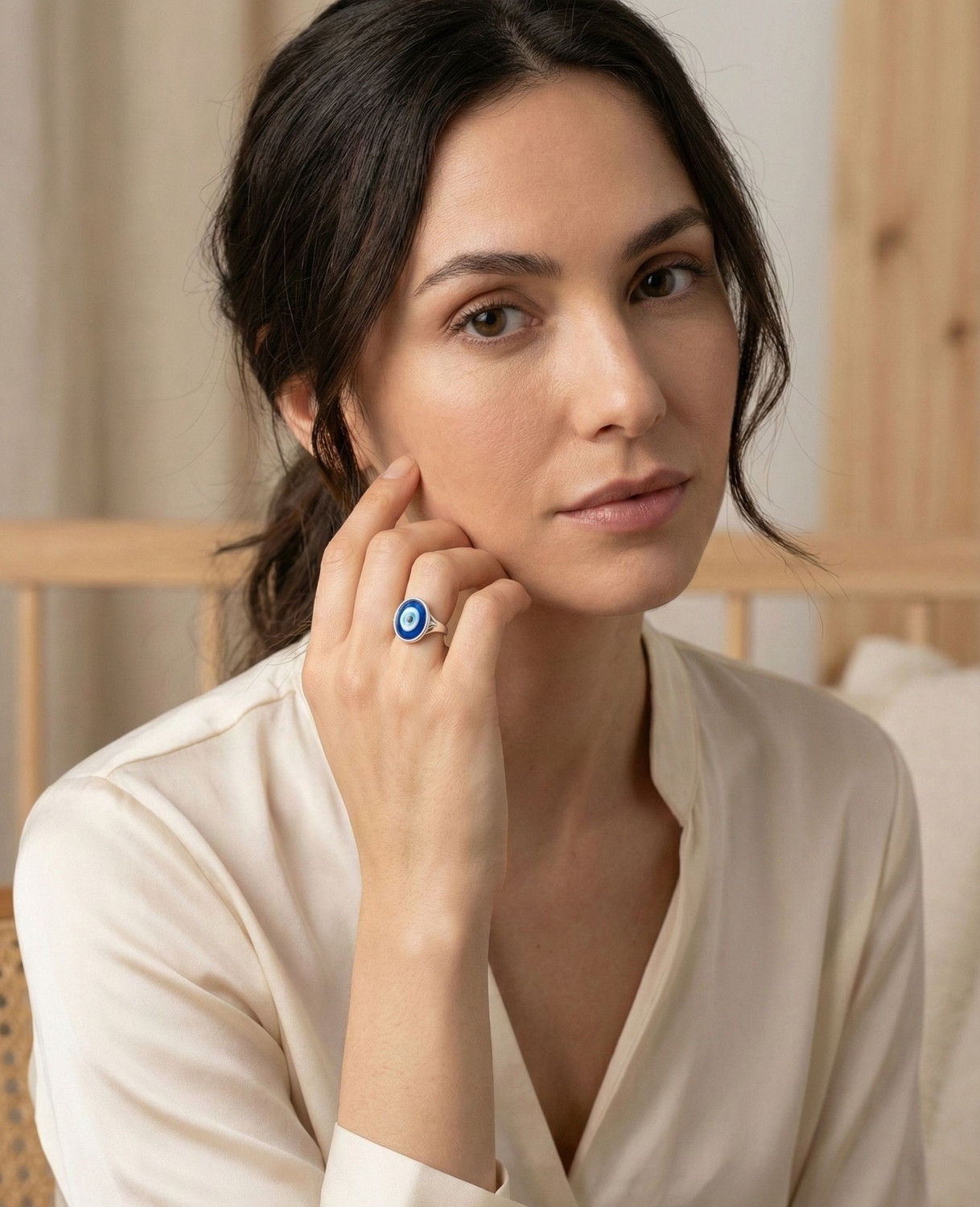 Image of AL Minza Stainless Steel Silver Plated Ring