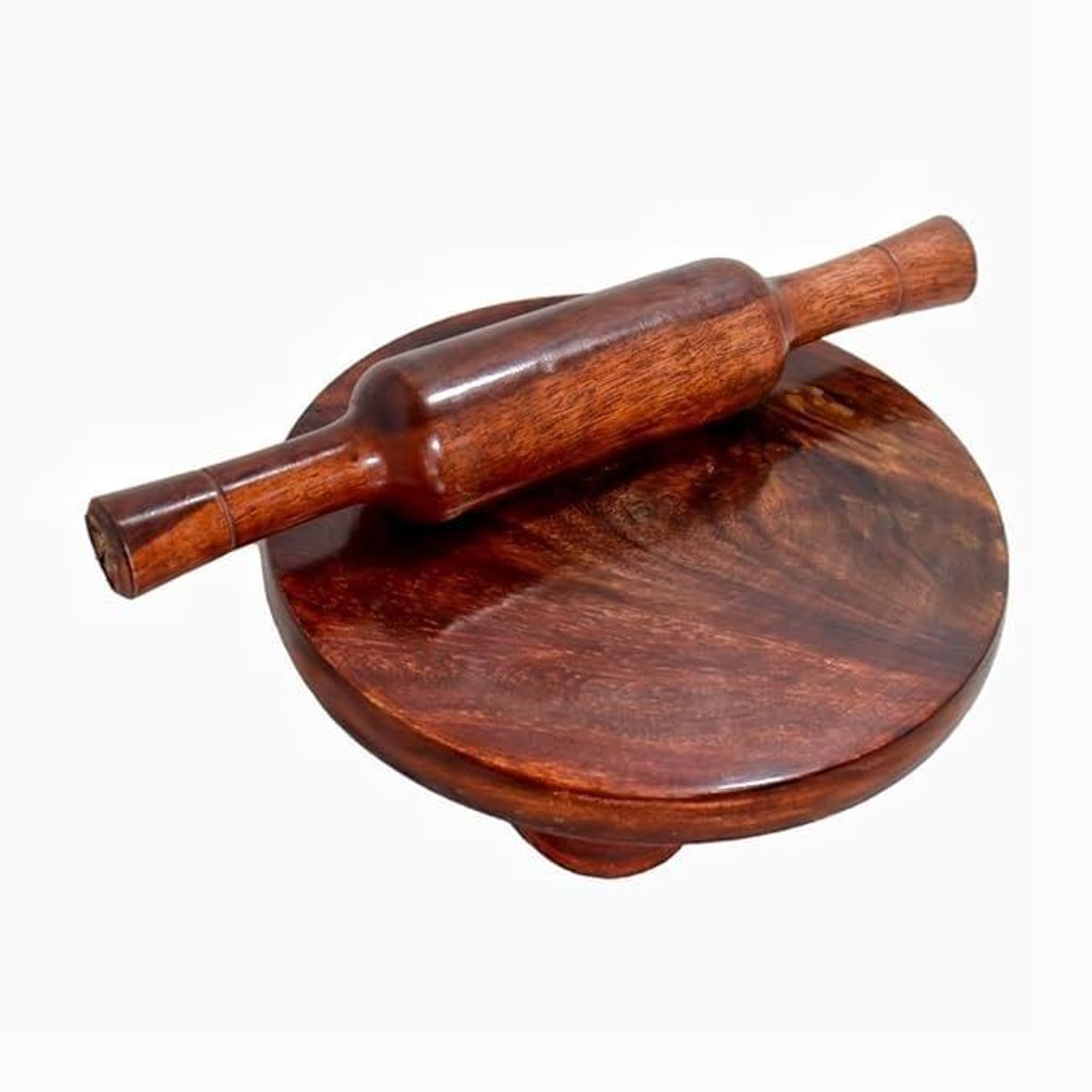 KrafterrA Brown Wooden Chakla Belan Set, 10 Inch, Pack of 10 - Image 1