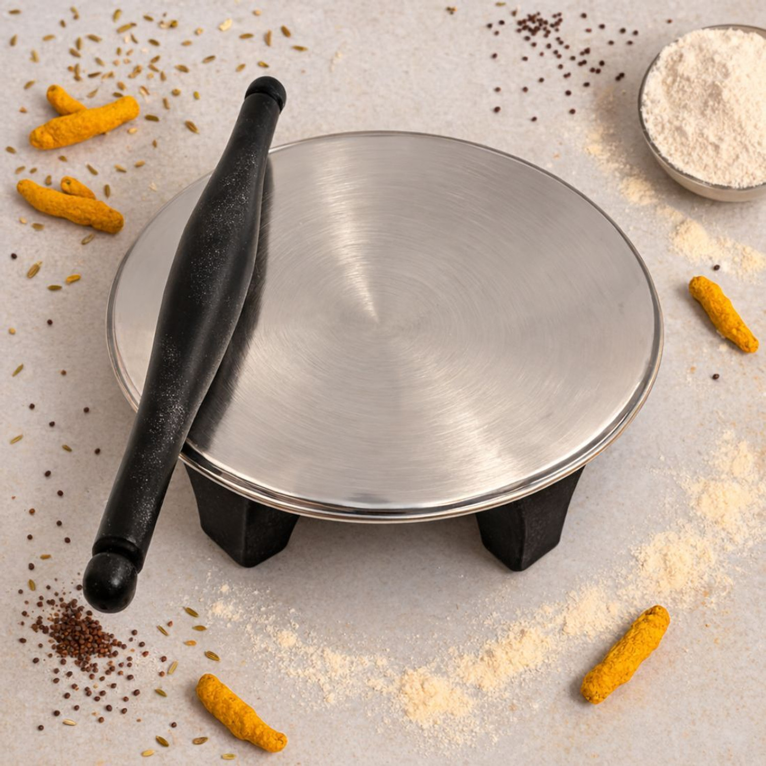 Great Art Steel Chakla Belan Set – Classic Durable Edition Rolling Pin & Board...