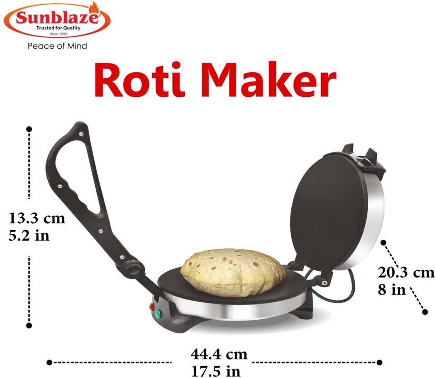 Image of Sunblaze Non Stick Electric 900 Watt Efficiency ISI Approved Roti and Khakra Maker